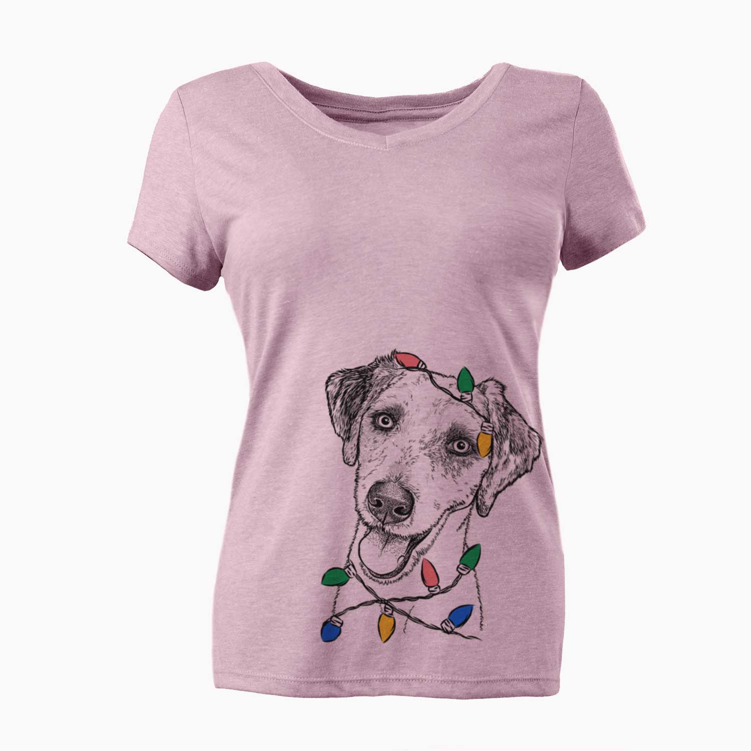 Christmas Lights Palm Palm the Aussiedoodle - Women's V-neck Shirt