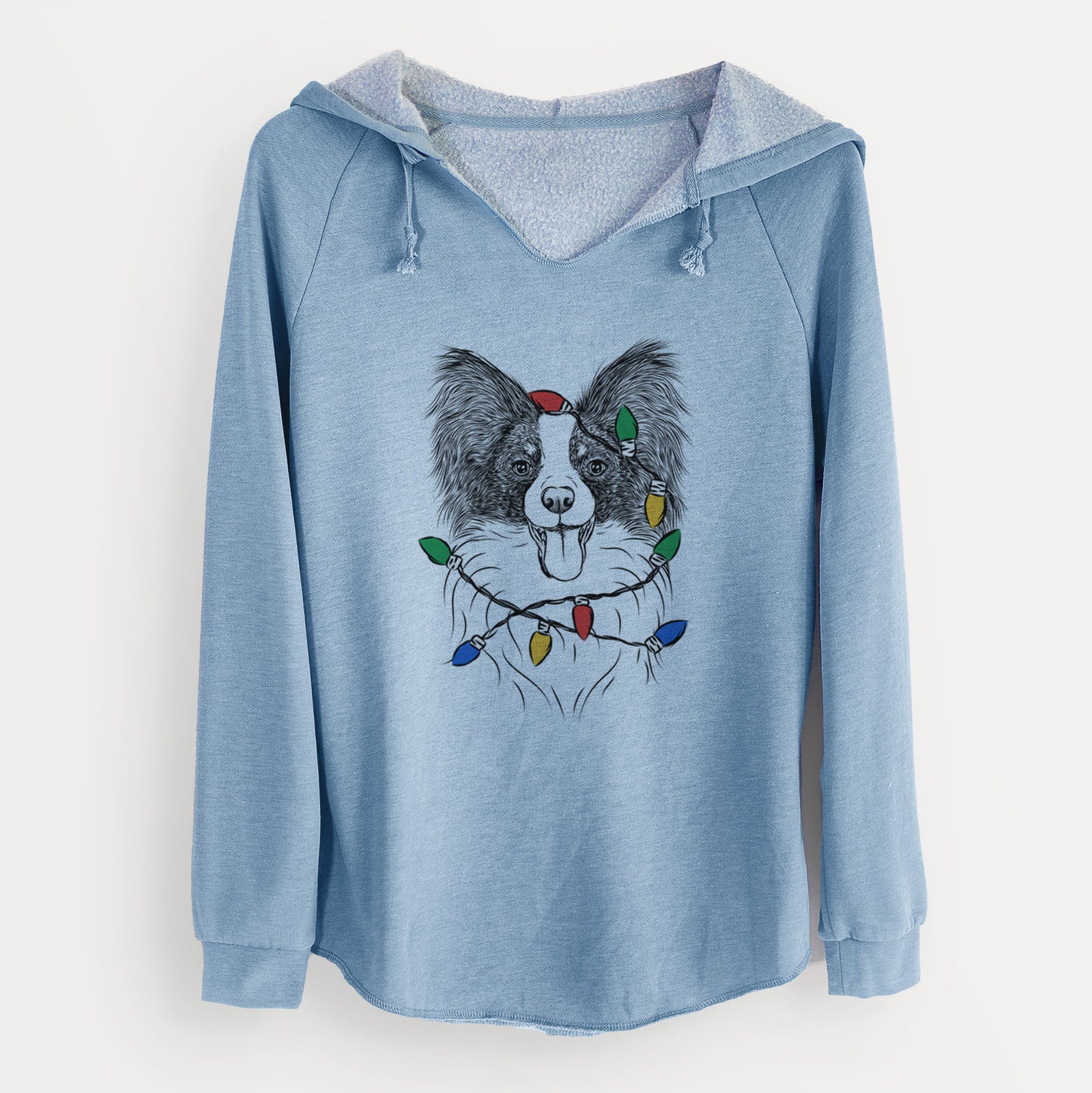 Christmas Lights Patrick the Papillon - Cali Wave Hooded Sweatshirt