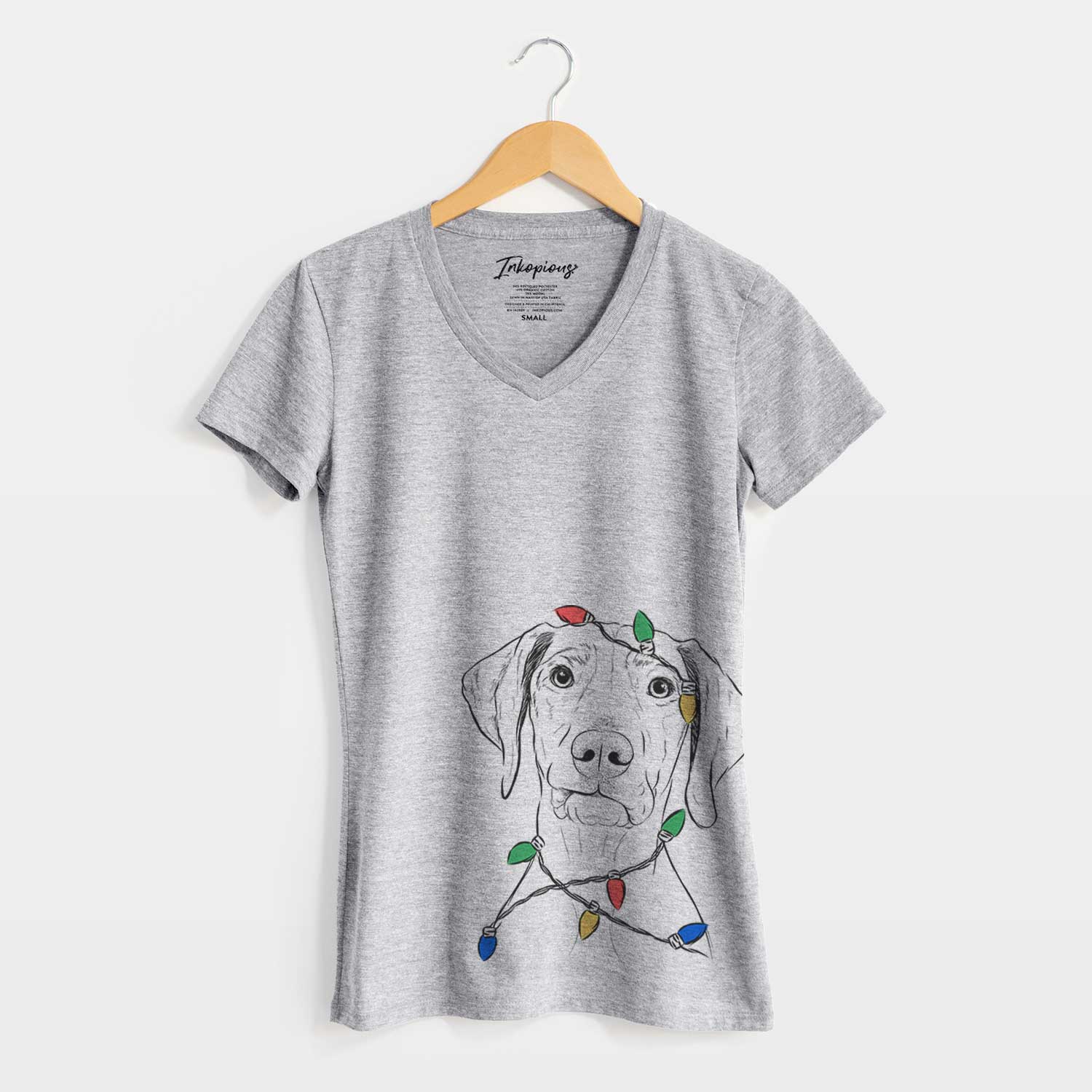 Christmas Lights Pawley the Vizsla - Women's V-neck Shirt