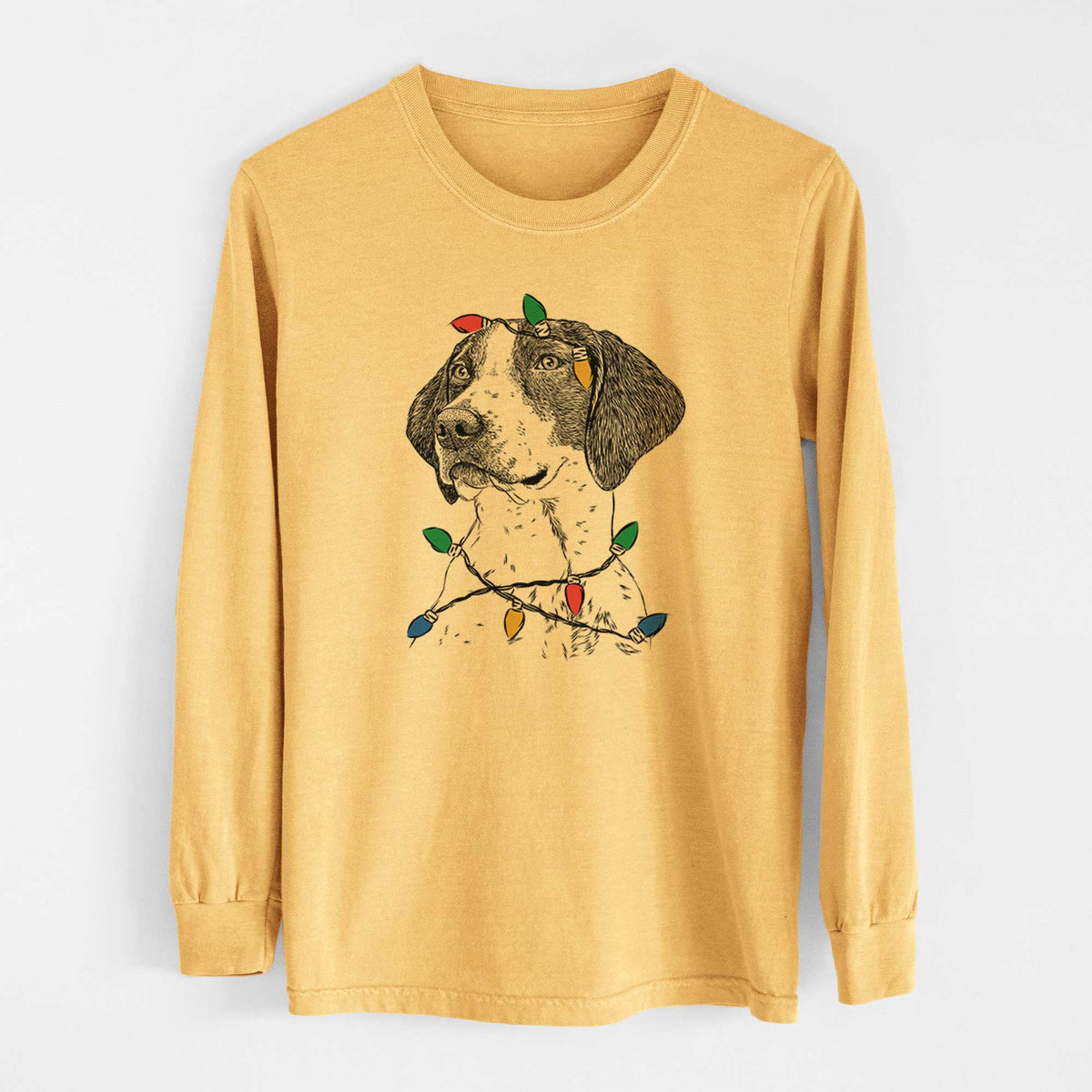 Christmas Lights Payton the Mixed Breed - Heavyweight 100% Cotton Long Sleeve