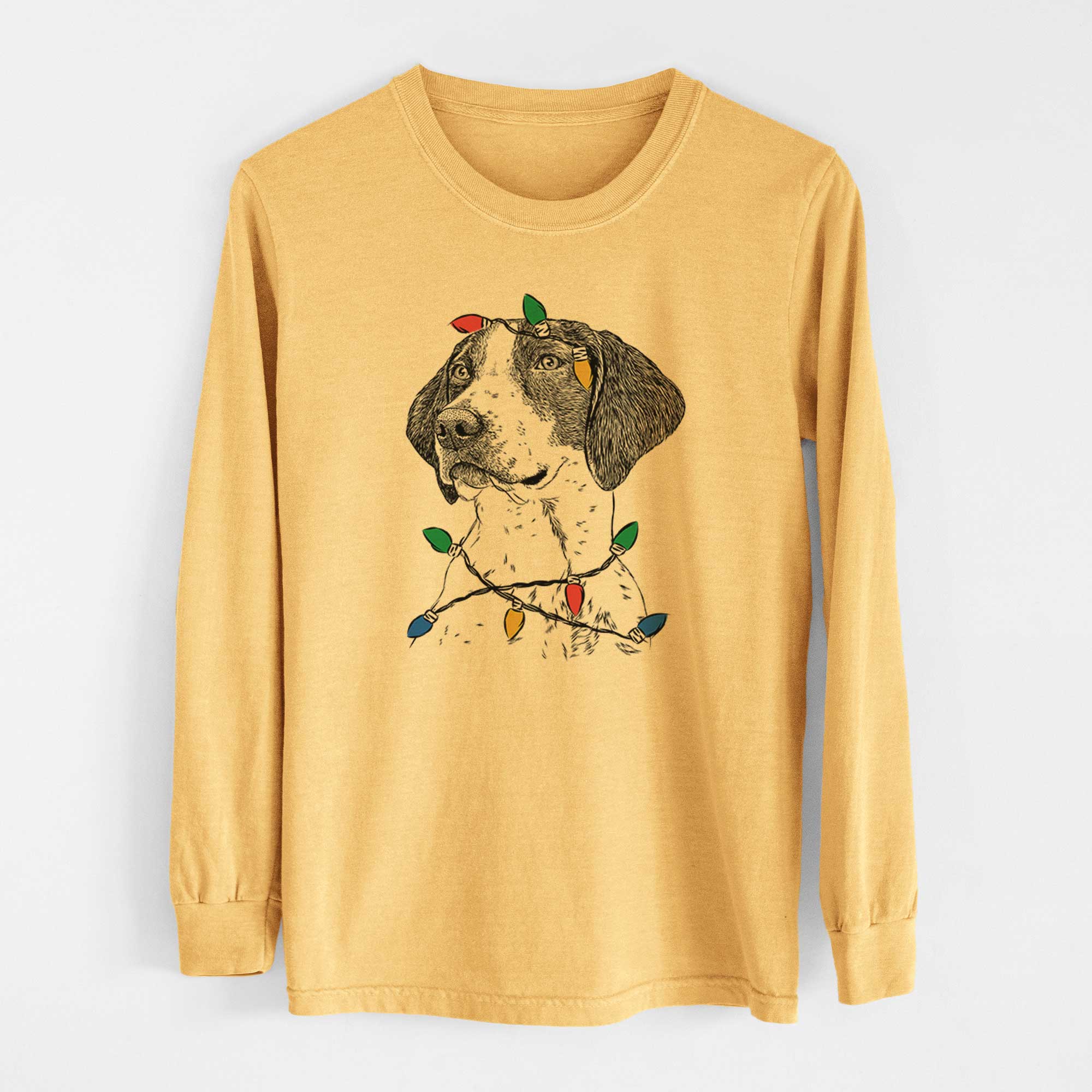 Christmas Lights Payton the Mixed Breed - Heavyweight 100% Cotton Long Sleeve