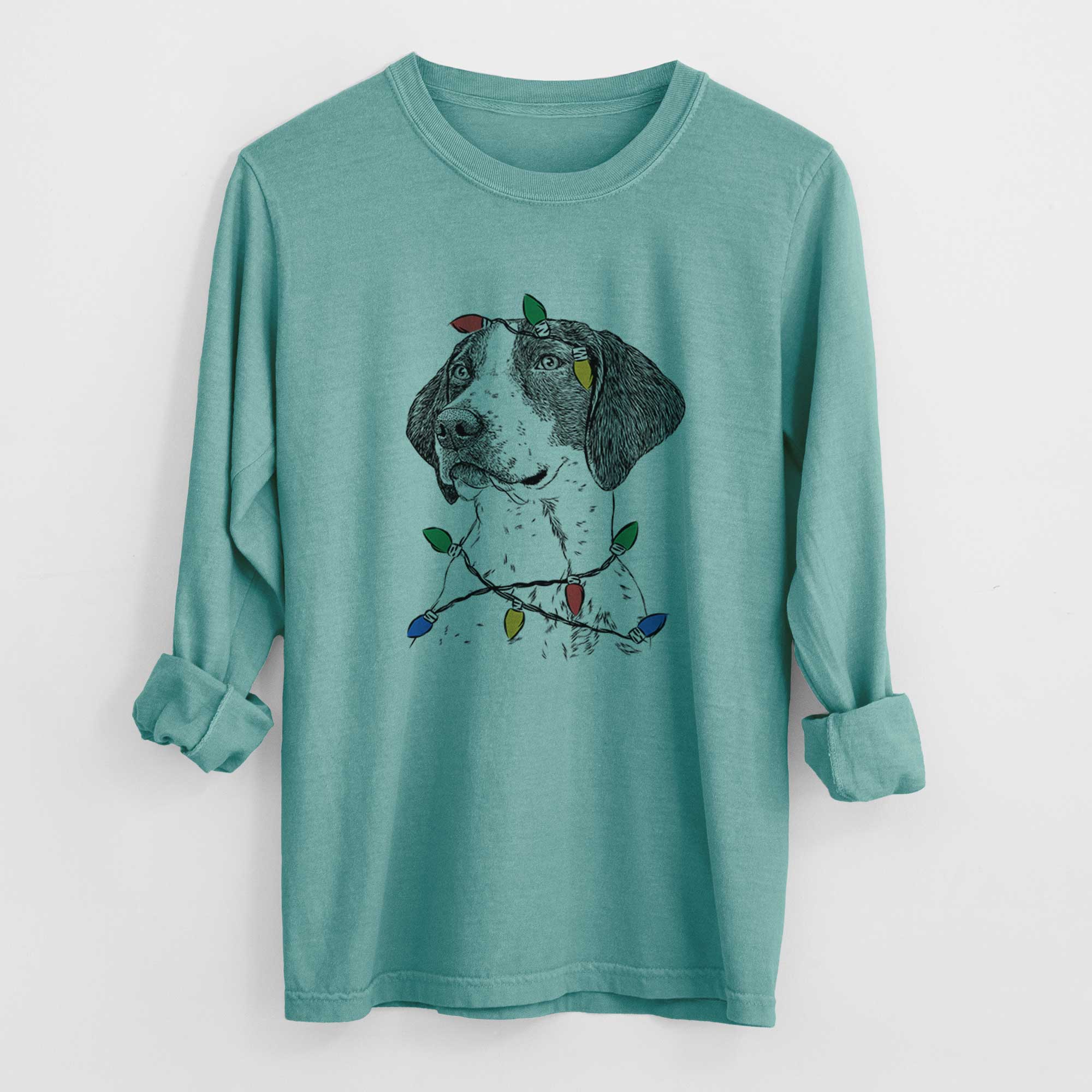 Christmas Lights Payton the Mixed Breed - Heavyweight 100% Cotton Long Sleeve