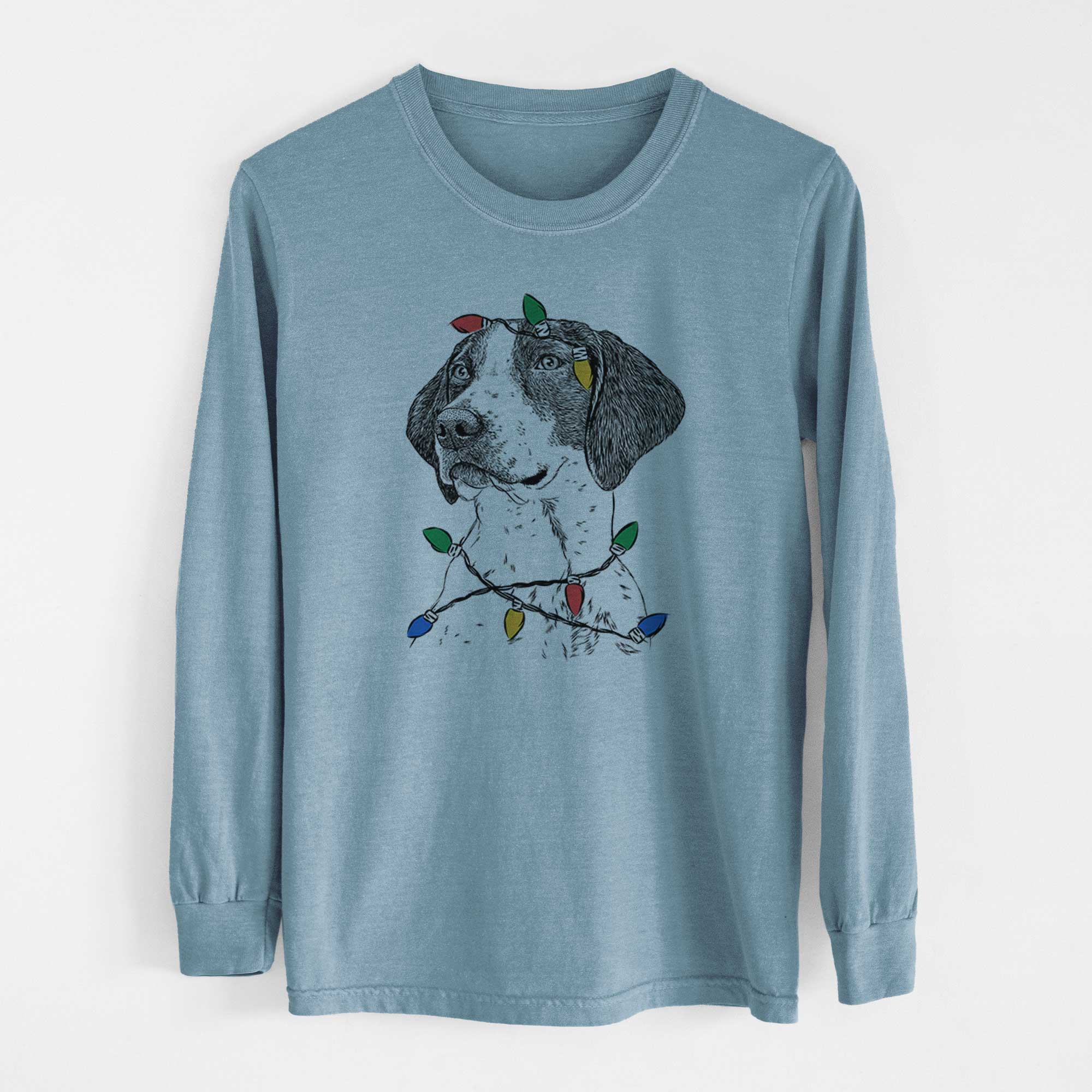 Christmas Lights Payton the Mixed Breed - Heavyweight 100% Cotton Long Sleeve