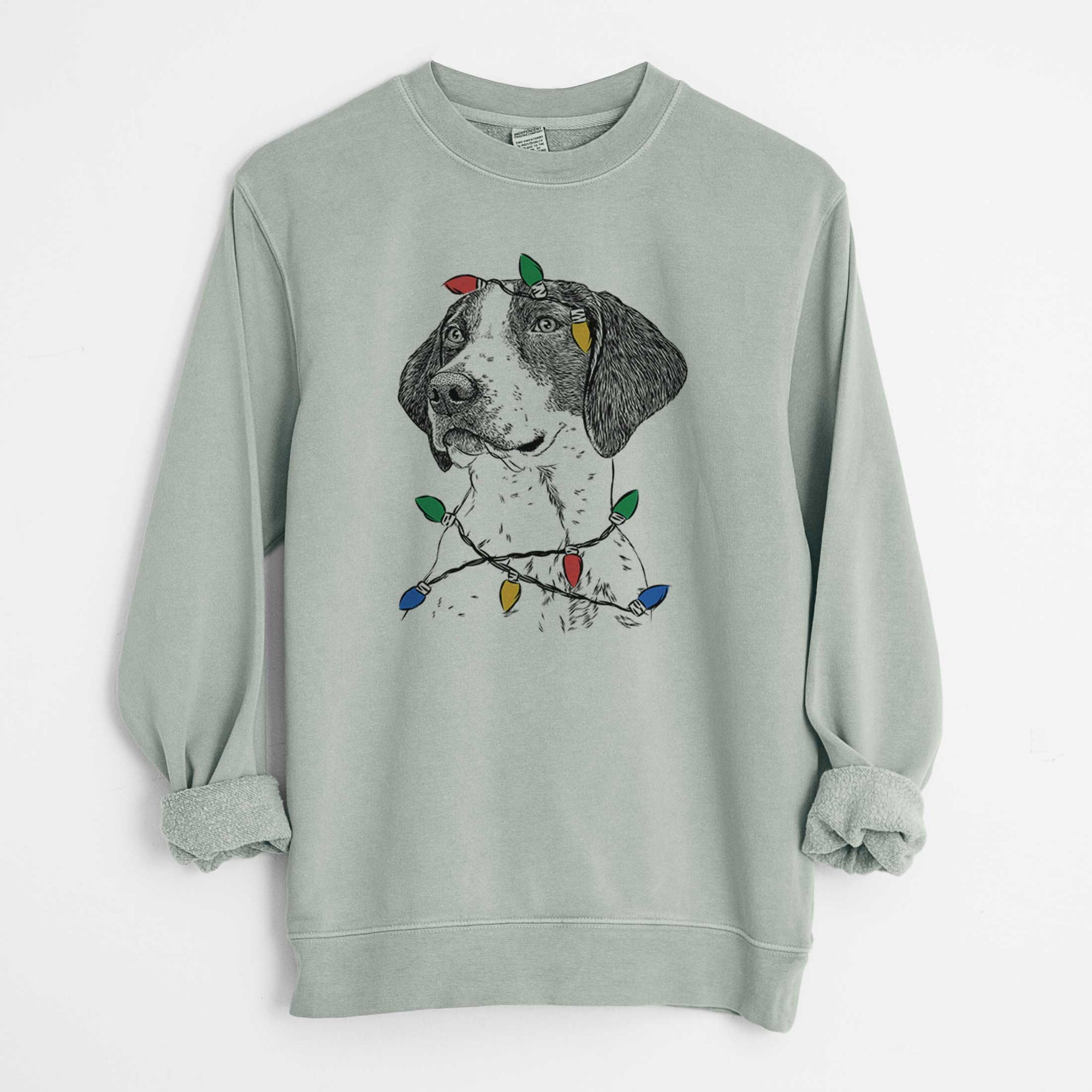Christmas Lights Payton the Mixed Breed - Unisex Pigment Dyed Crew Sweatshirt
