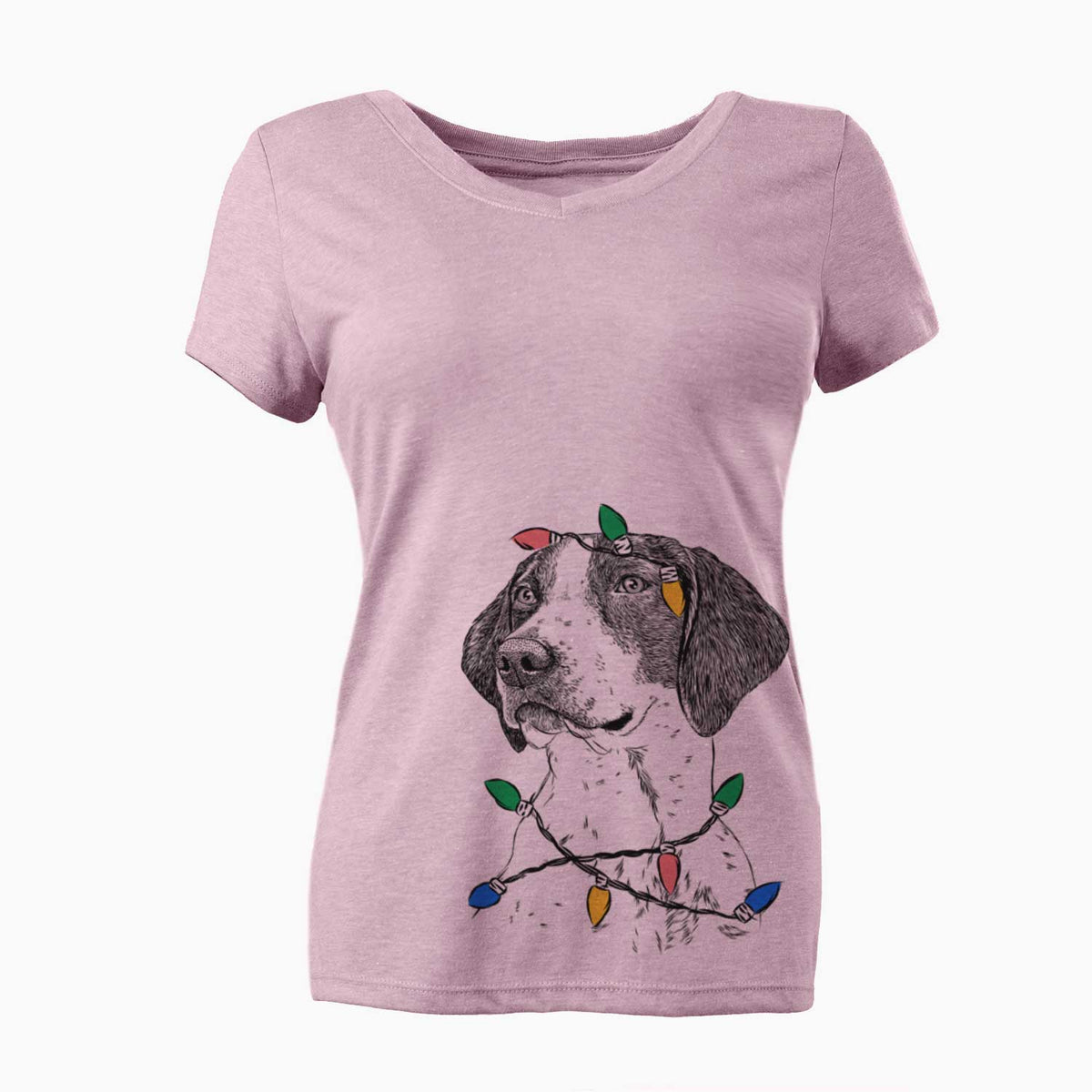 Christmas Lights Payton the Mixed Breed - Women's V-neck Shirt