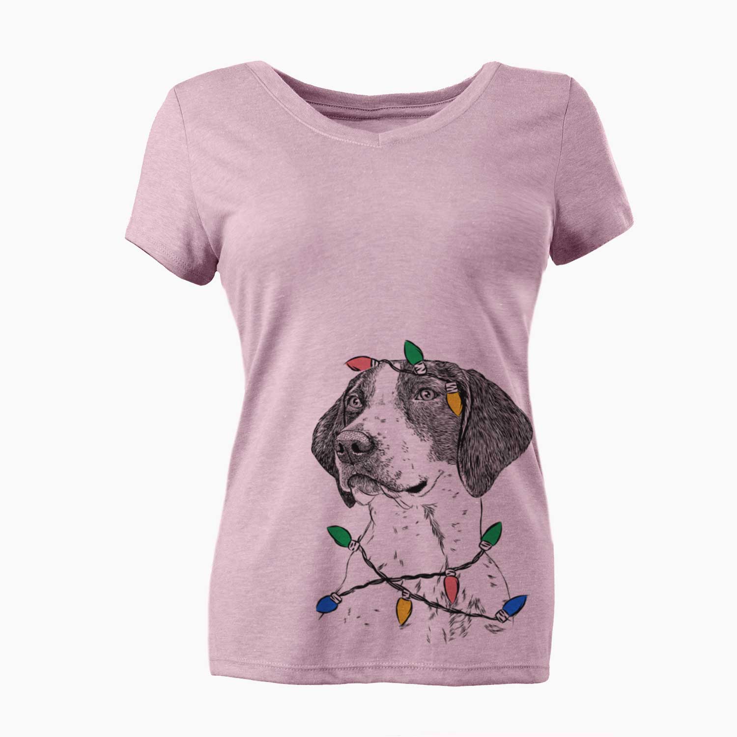 Christmas Lights Payton the Mixed Breed - Women's V-neck Shirt