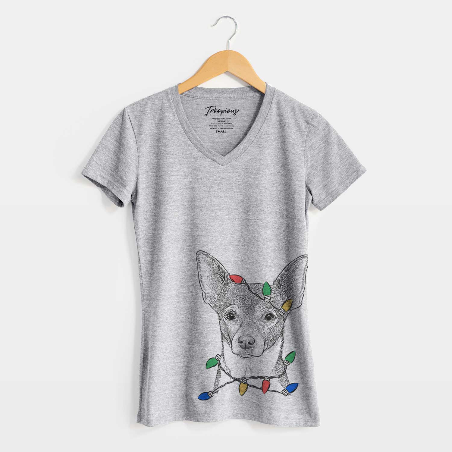 Christmas Lights Peanut the Chihuahua - Women's V-neck Shirt