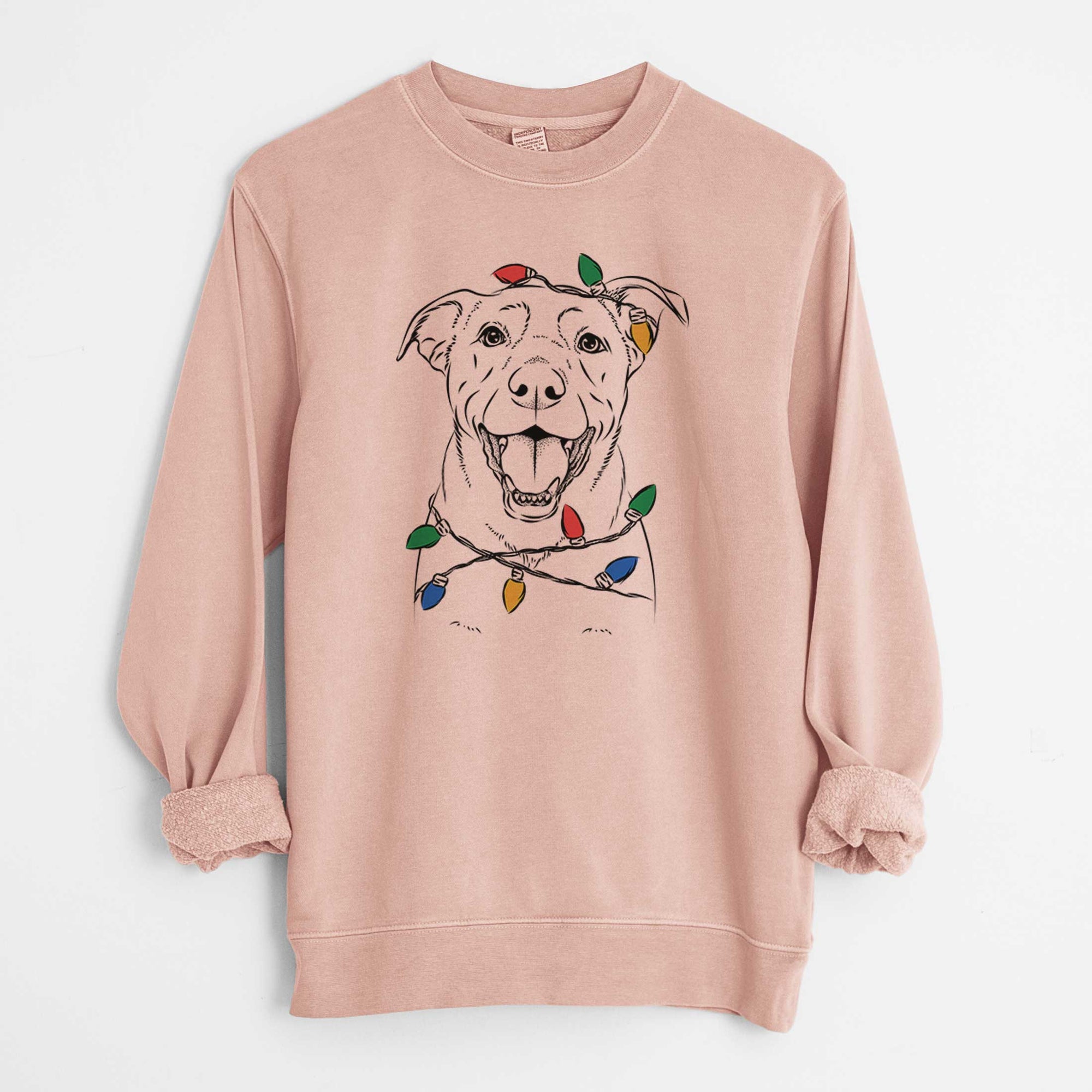 Christmas Lights Pele the Lab Mix - Unisex Pigment Dyed Crew Sweatshirt