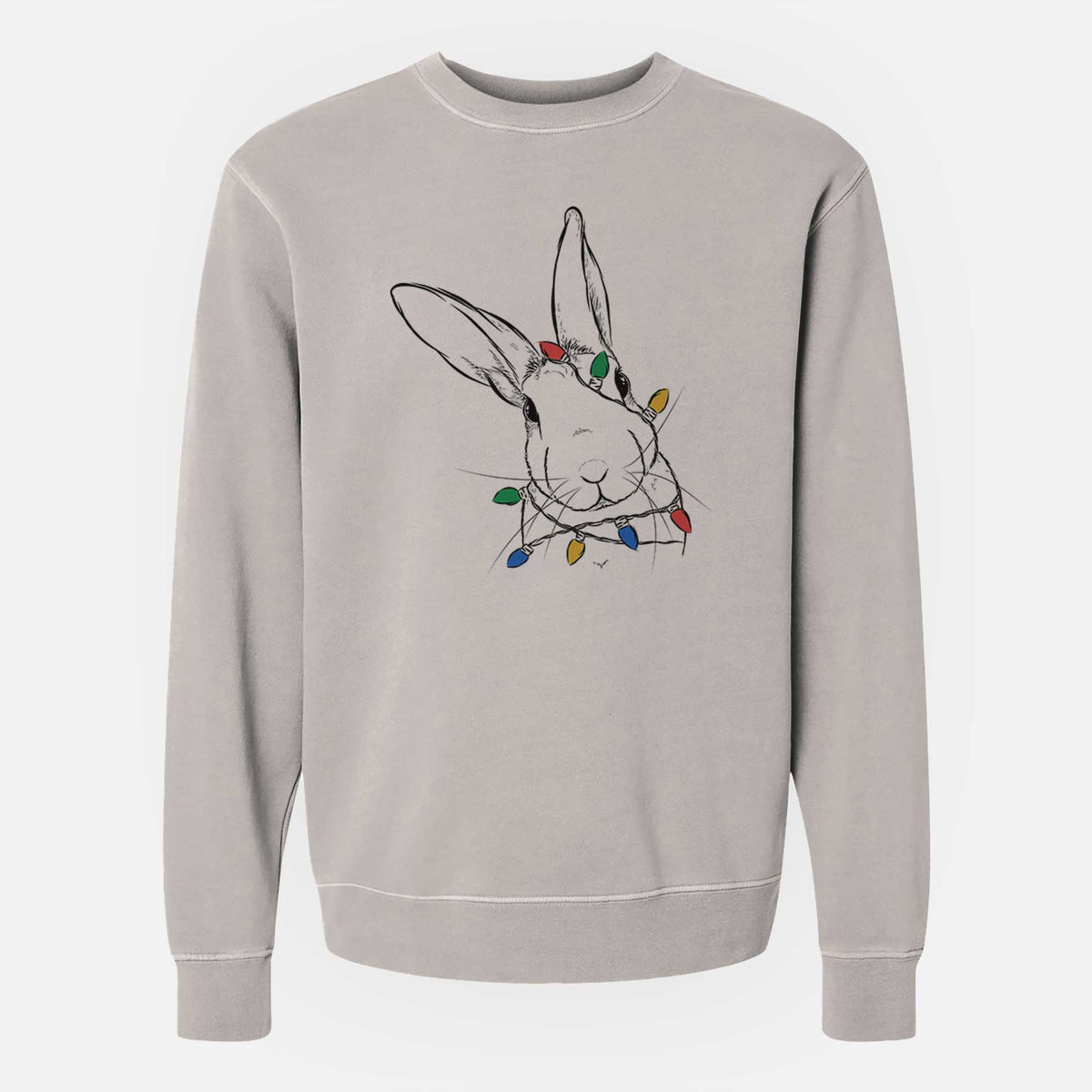 Christmas Lights Penny the Belgian Hare - Unisex Pigment Dyed Crew Sweatshirt