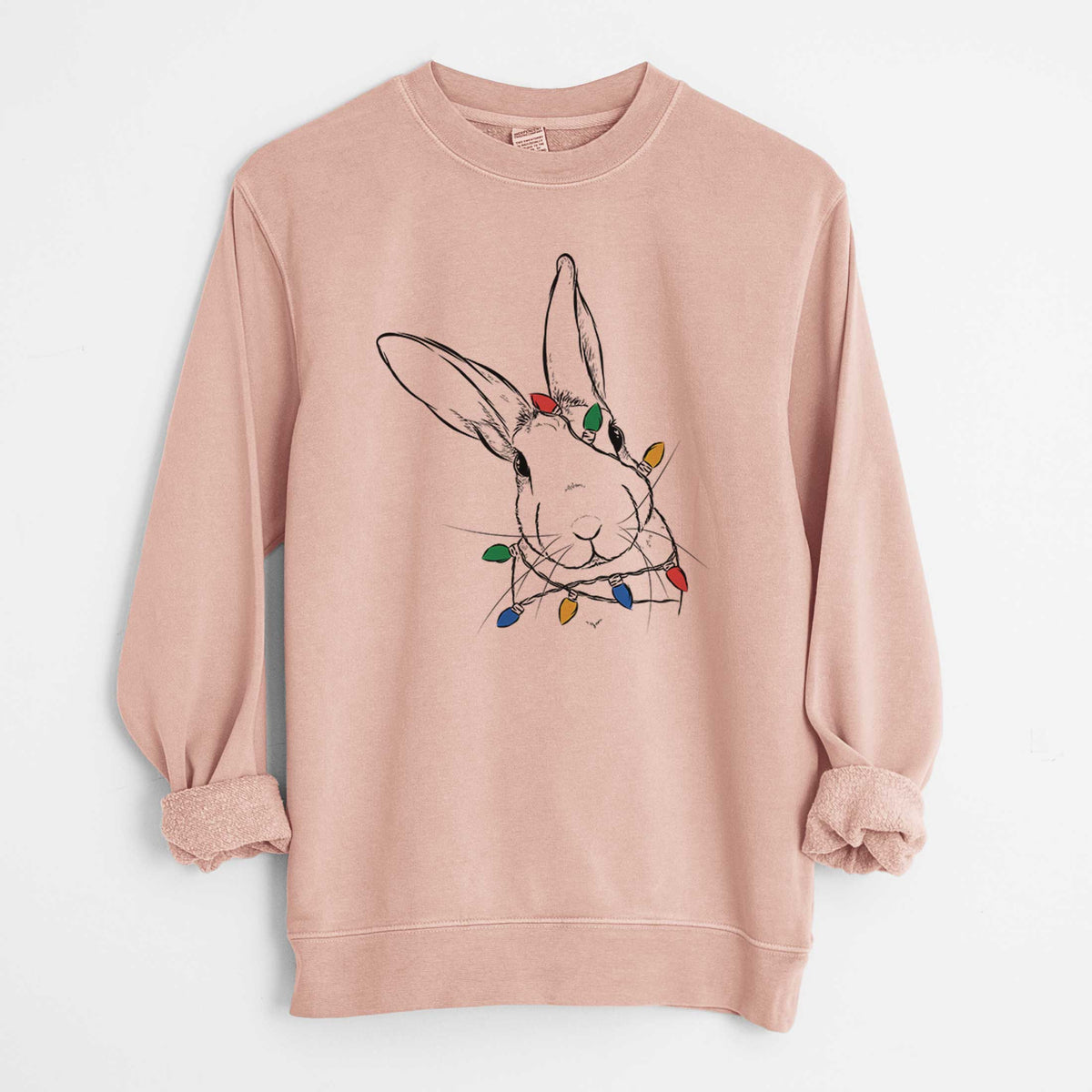 Christmas Lights Penny the Belgian Hare - Unisex Pigment Dyed Crew Sweatshirt