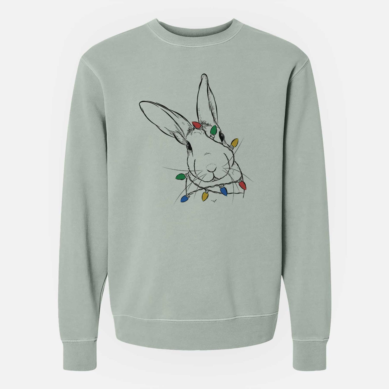 Christmas Lights Penny the Belgian Hare - Unisex Pigment Dyed Crew Sweatshirt
