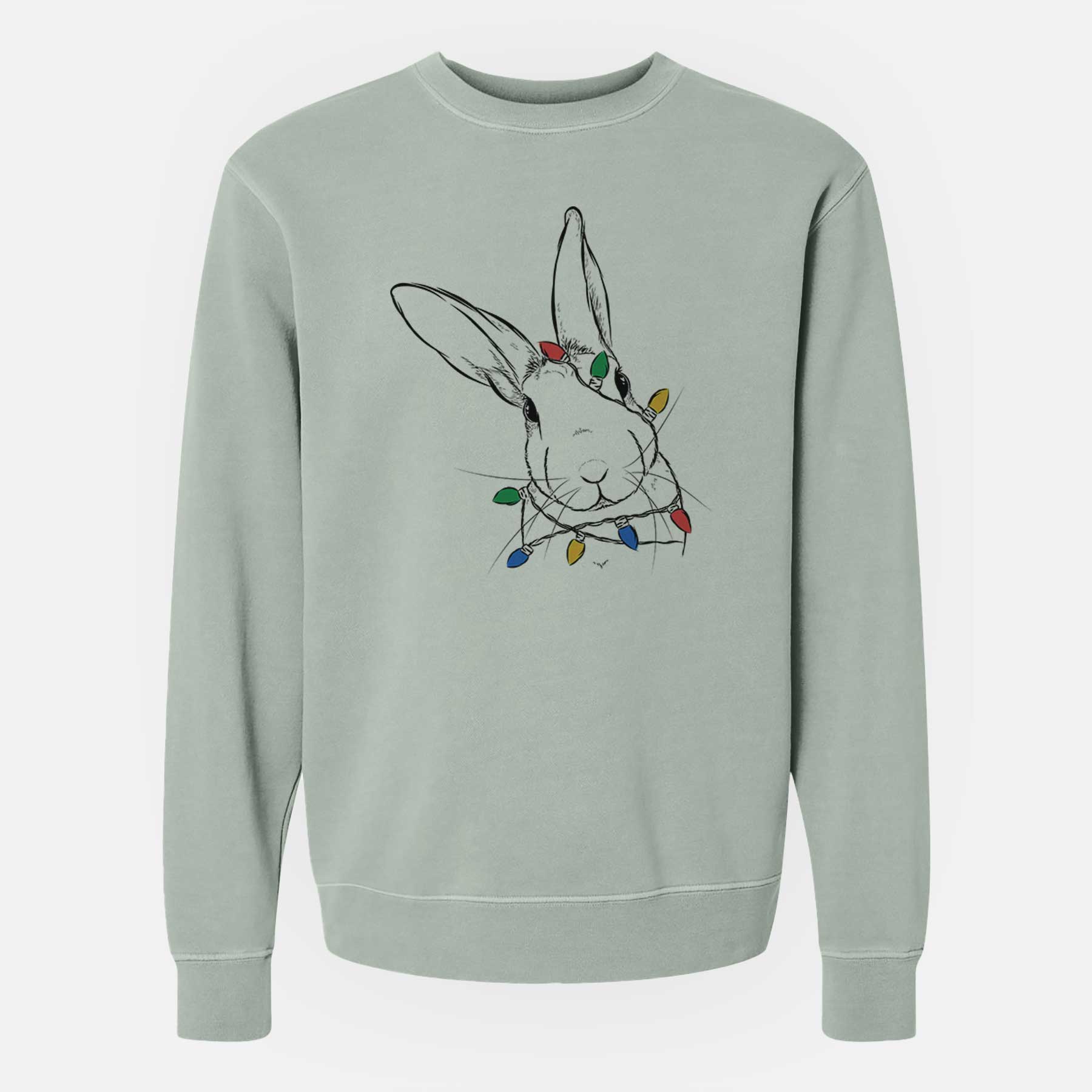 Christmas Lights Penny the Belgian Hare - Unisex Pigment Dyed Crew Sweatshirt