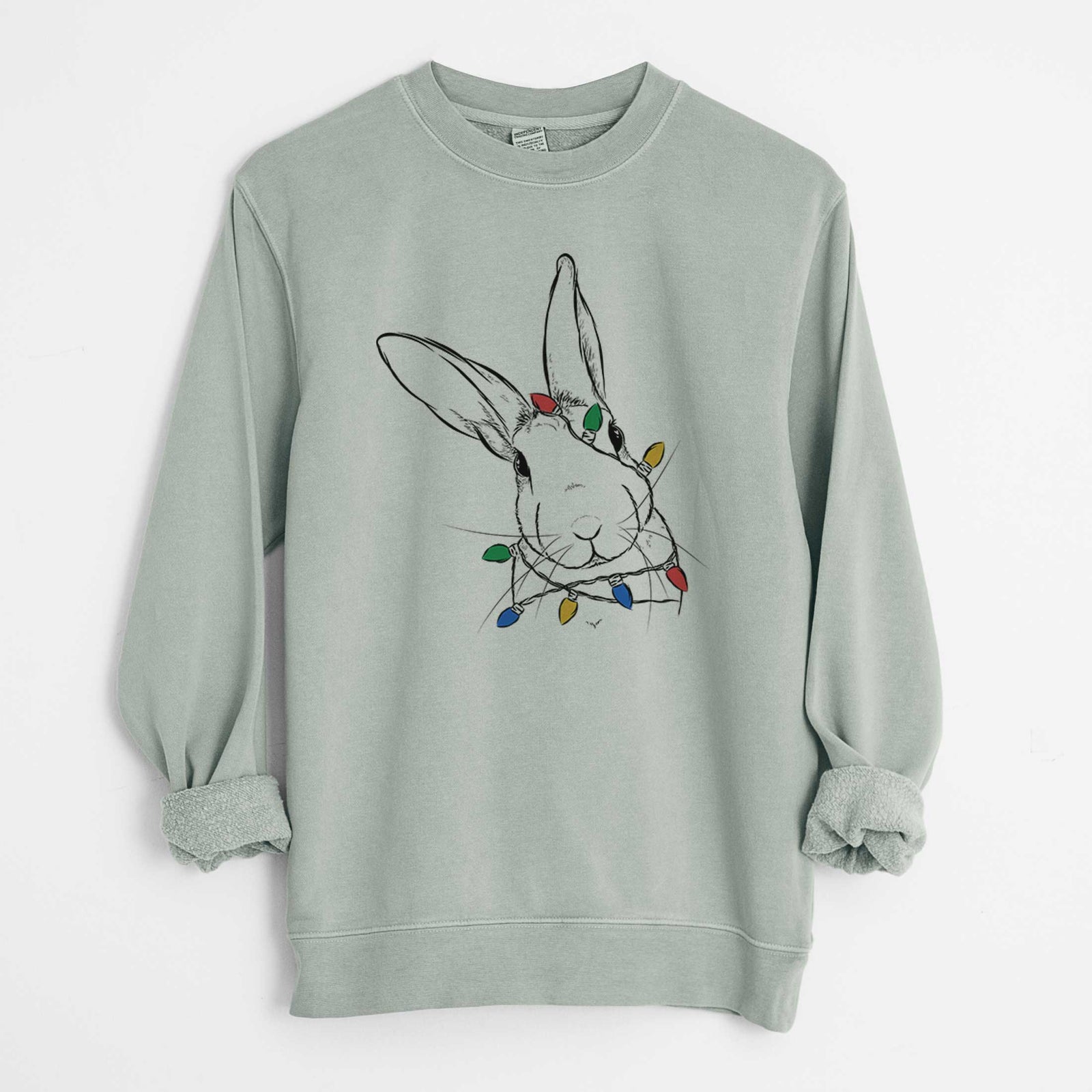 Christmas Lights Penny the Belgian Hare - Unisex Pigment Dyed Crew Sweatshirt