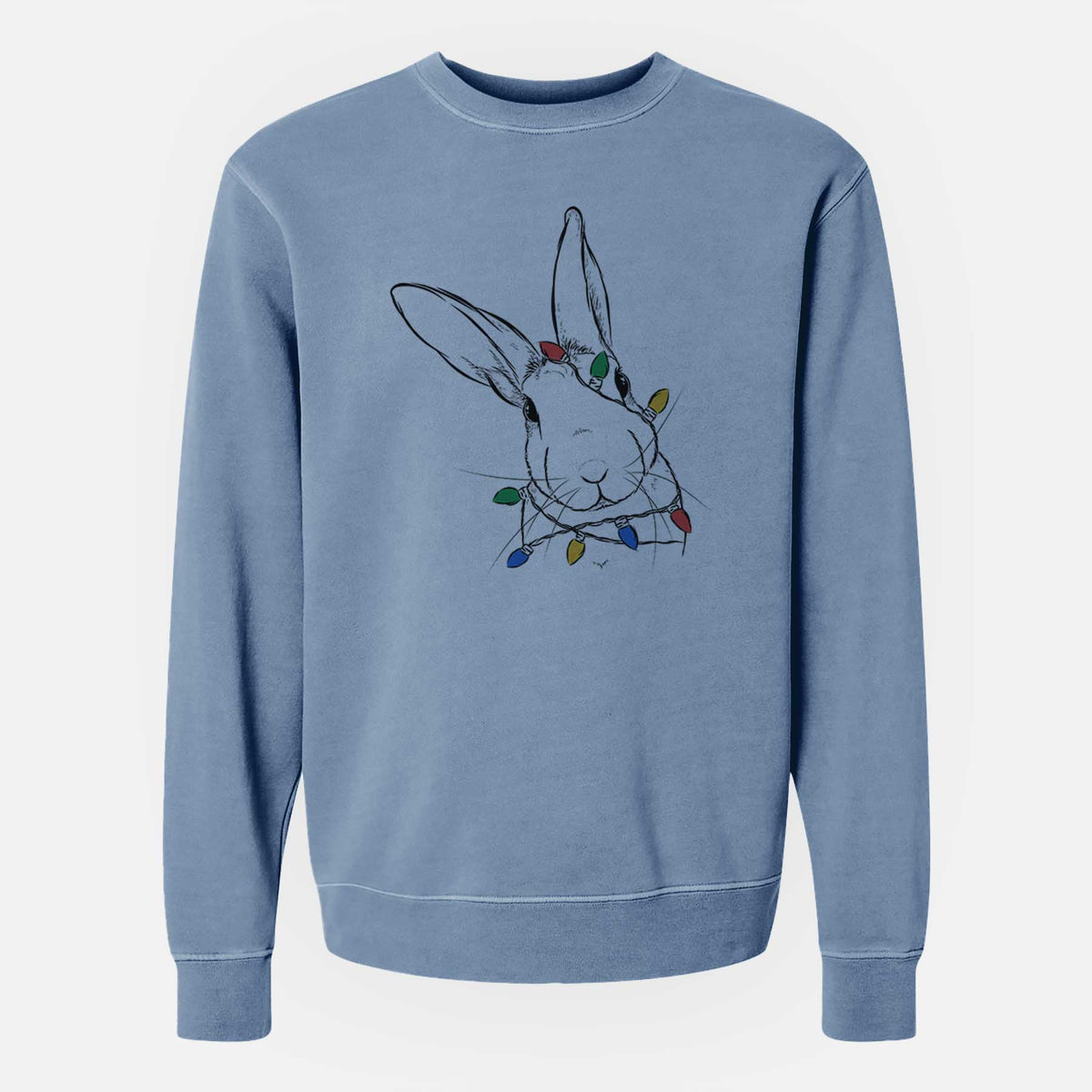 Christmas Lights Penny the Belgian Hare - Unisex Pigment Dyed Crew Sweatshirt