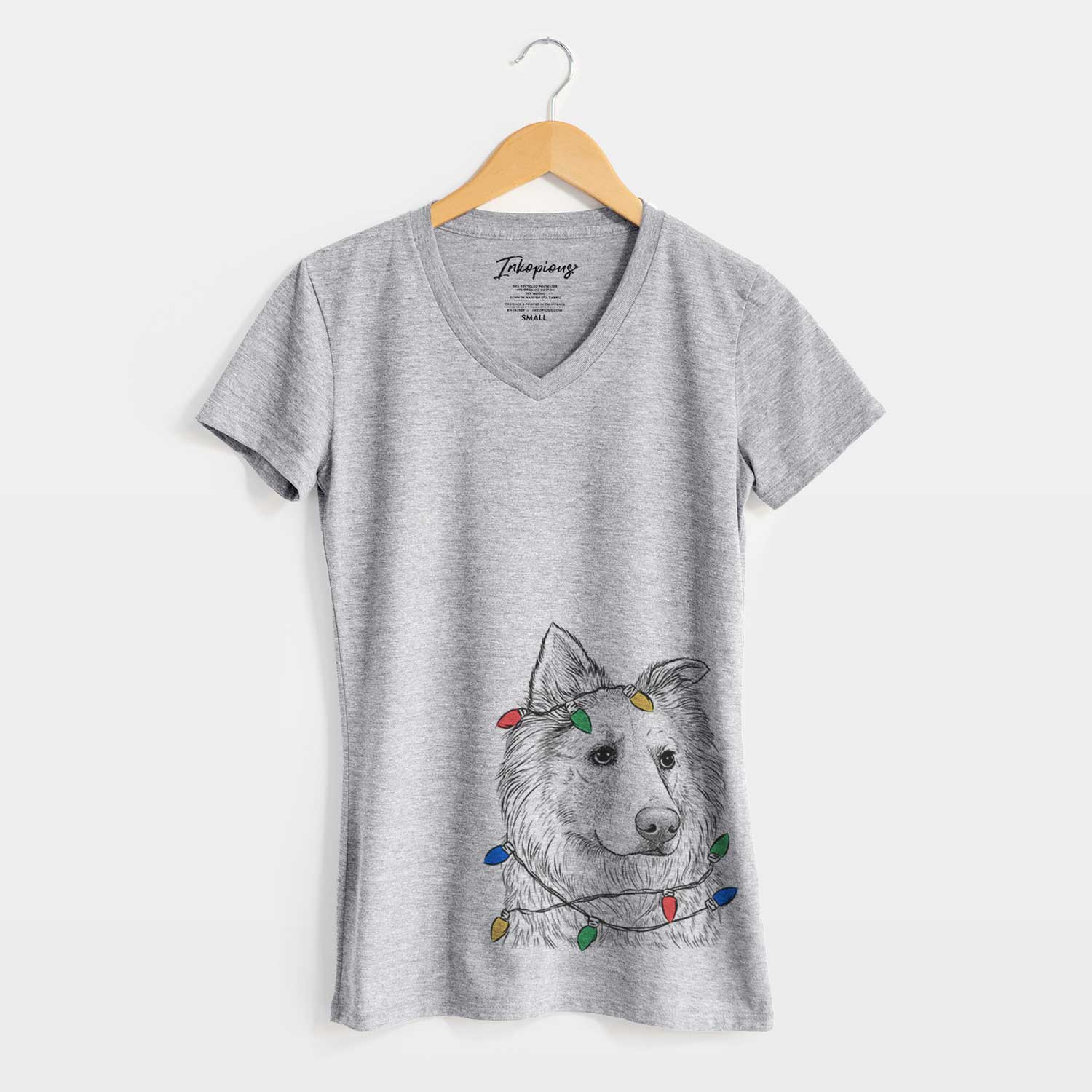 Christmas Lights Penny the Chow Mix - Women's V-neck Shirt