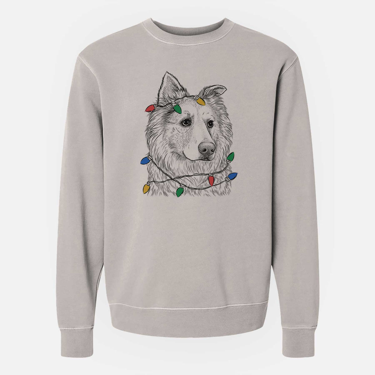 Christmas Lights Penny the Chow Mix - Unisex Pigment Dyed Crew Sweatshirt