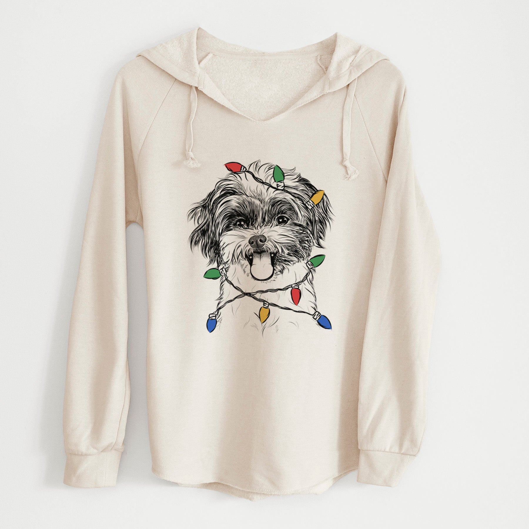 Christmas Lights Pepper the Shihpoo - Cali Wave Hooded Sweatshirt