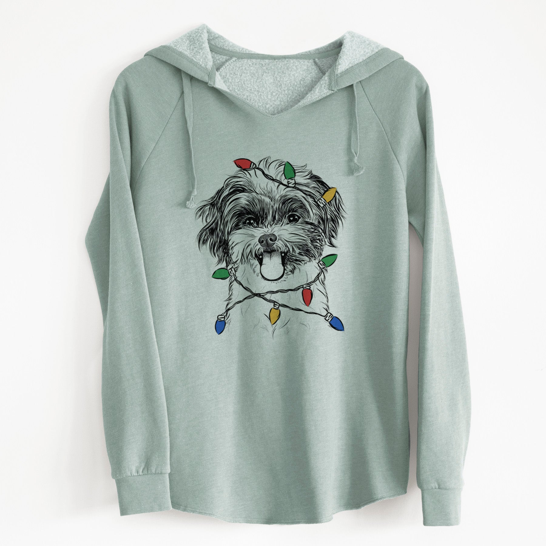 Christmas Lights Pepper the Shihpoo - Cali Wave Hooded Sweatshirt