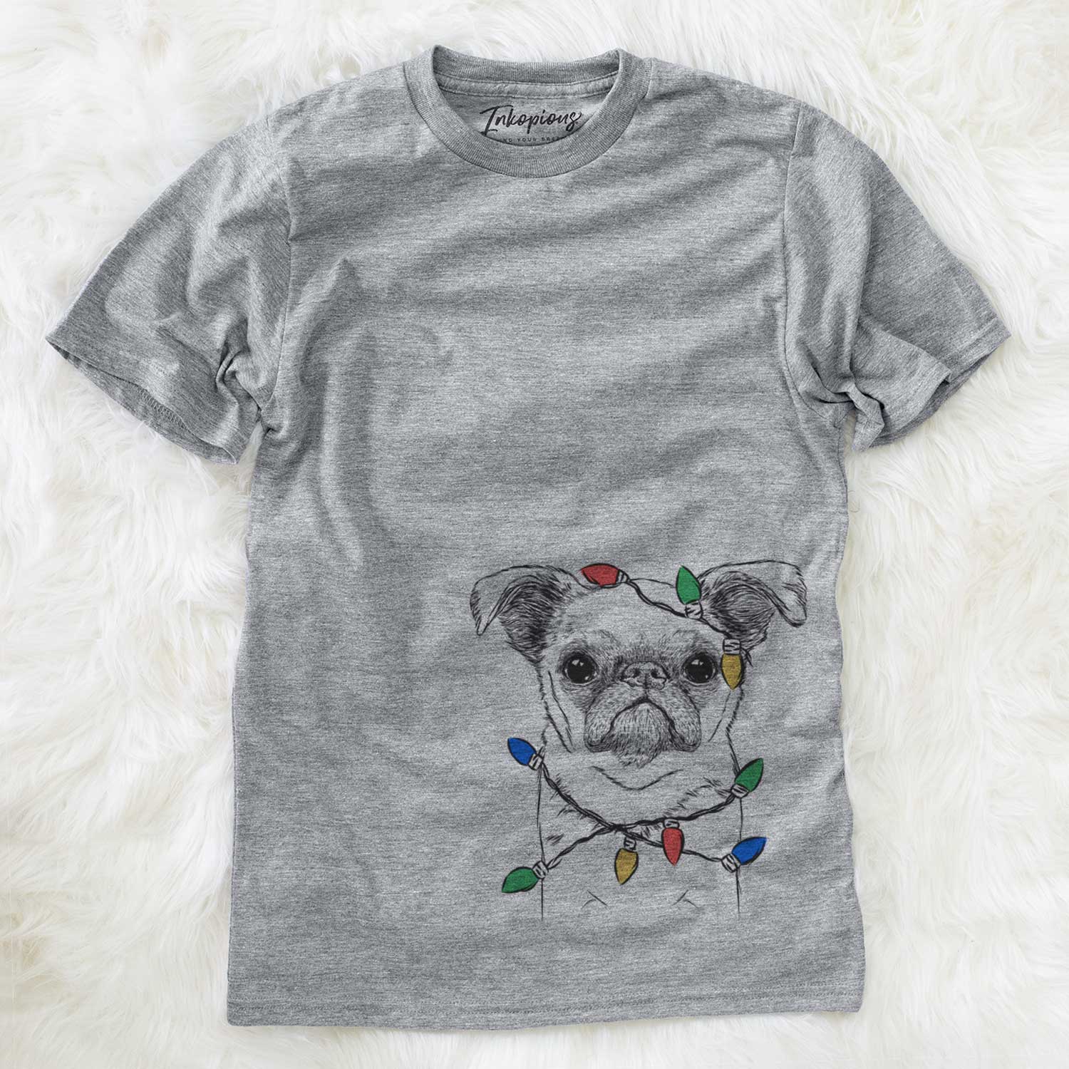 Christmas Lights Petit Penny the Brussels Griffon - Unisex Crewneck