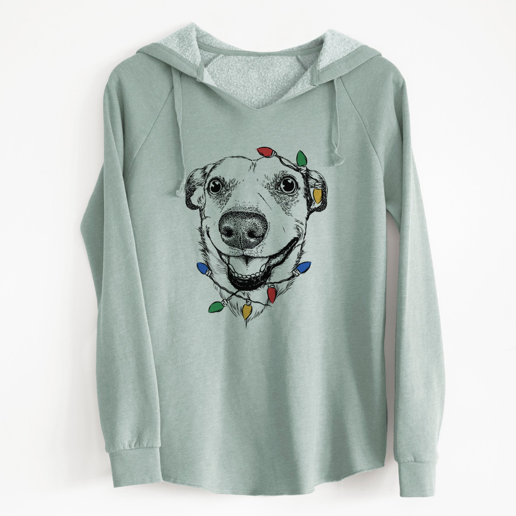 Christmas Lights Petrah the Staffy Mix - Cali Wave Hooded Sweatshirt