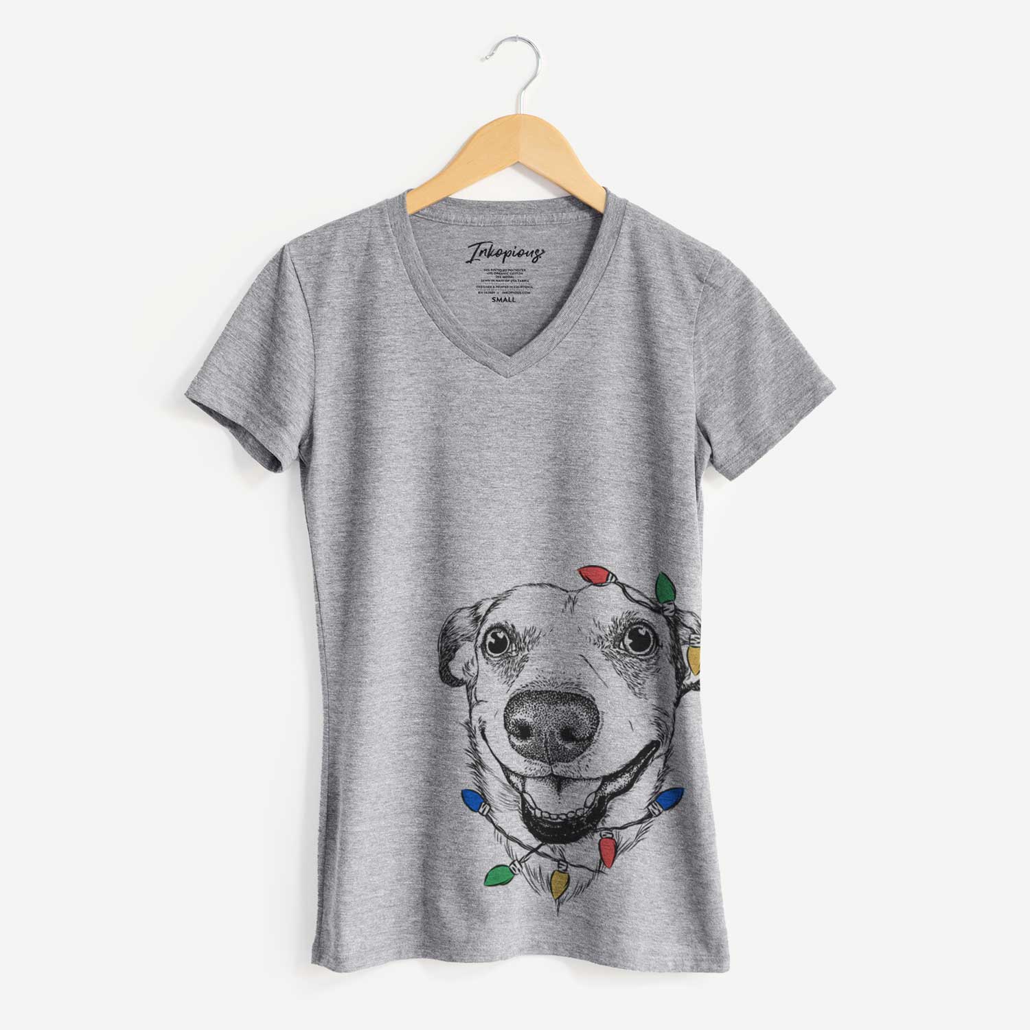 Christmas Lights Petrah the Staffy Mix - Women's V-neck Shirt