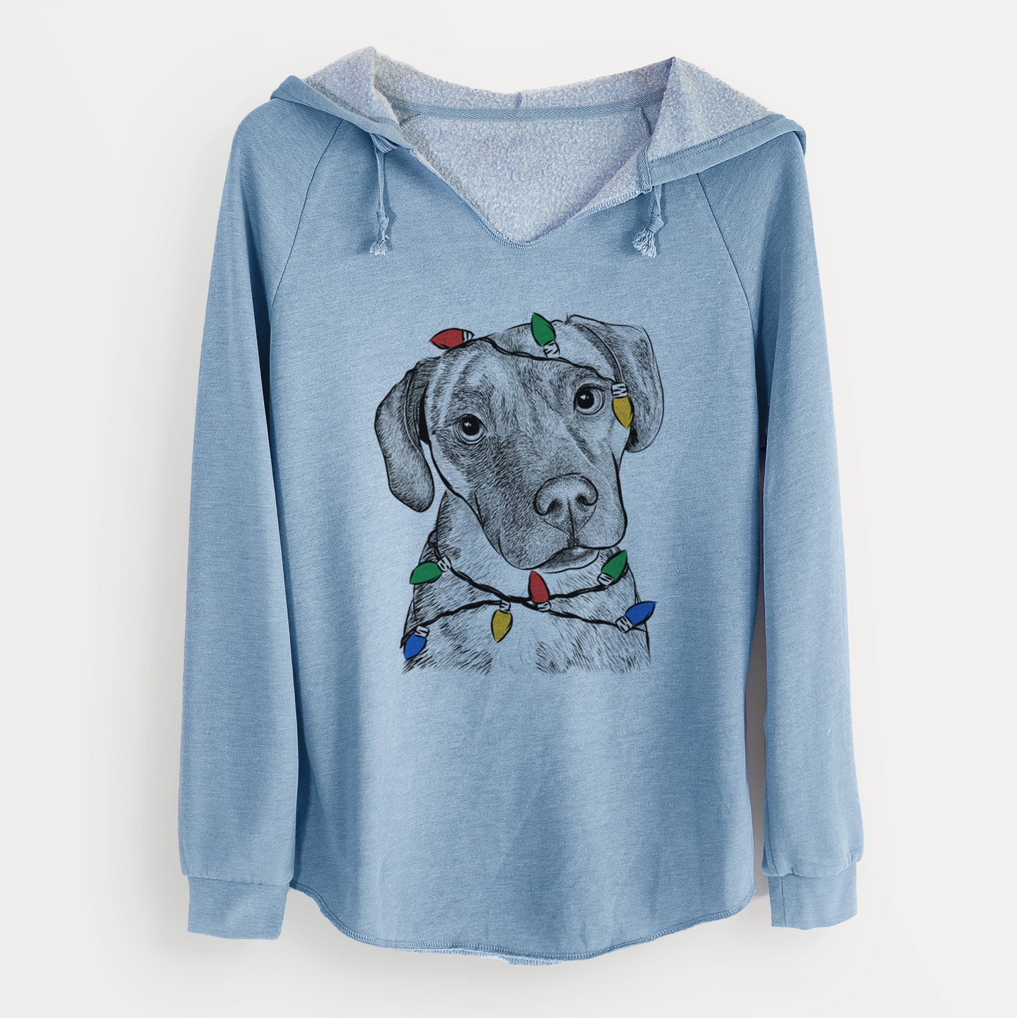 Christmas Lights Peyton Manning the Beagle Bulldog Mix - Cali Wave Hooded Sweatshirt