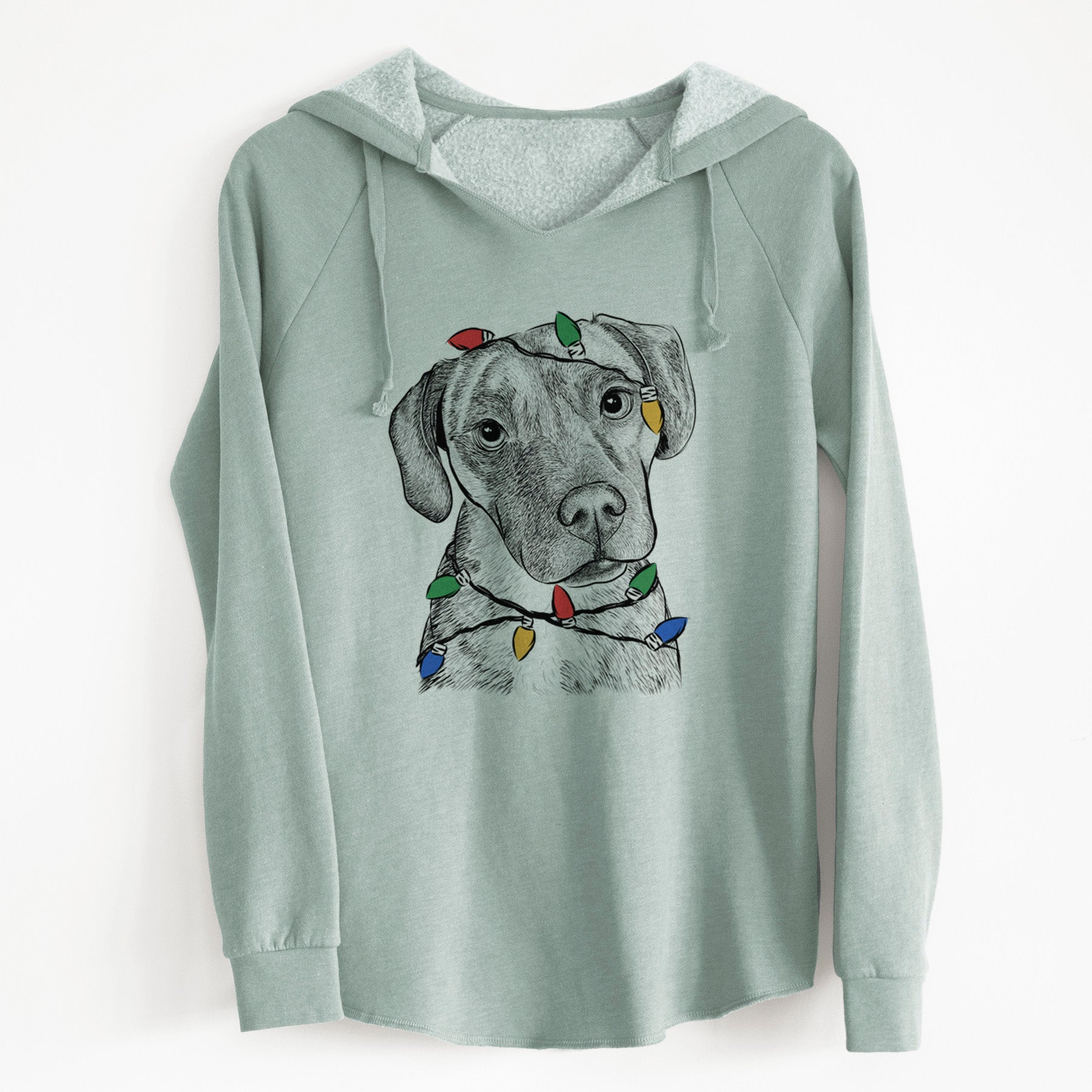 Christmas Lights Peyton Manning the Beagle Bulldog Mix - Cali Wave Hooded Sweatshirt