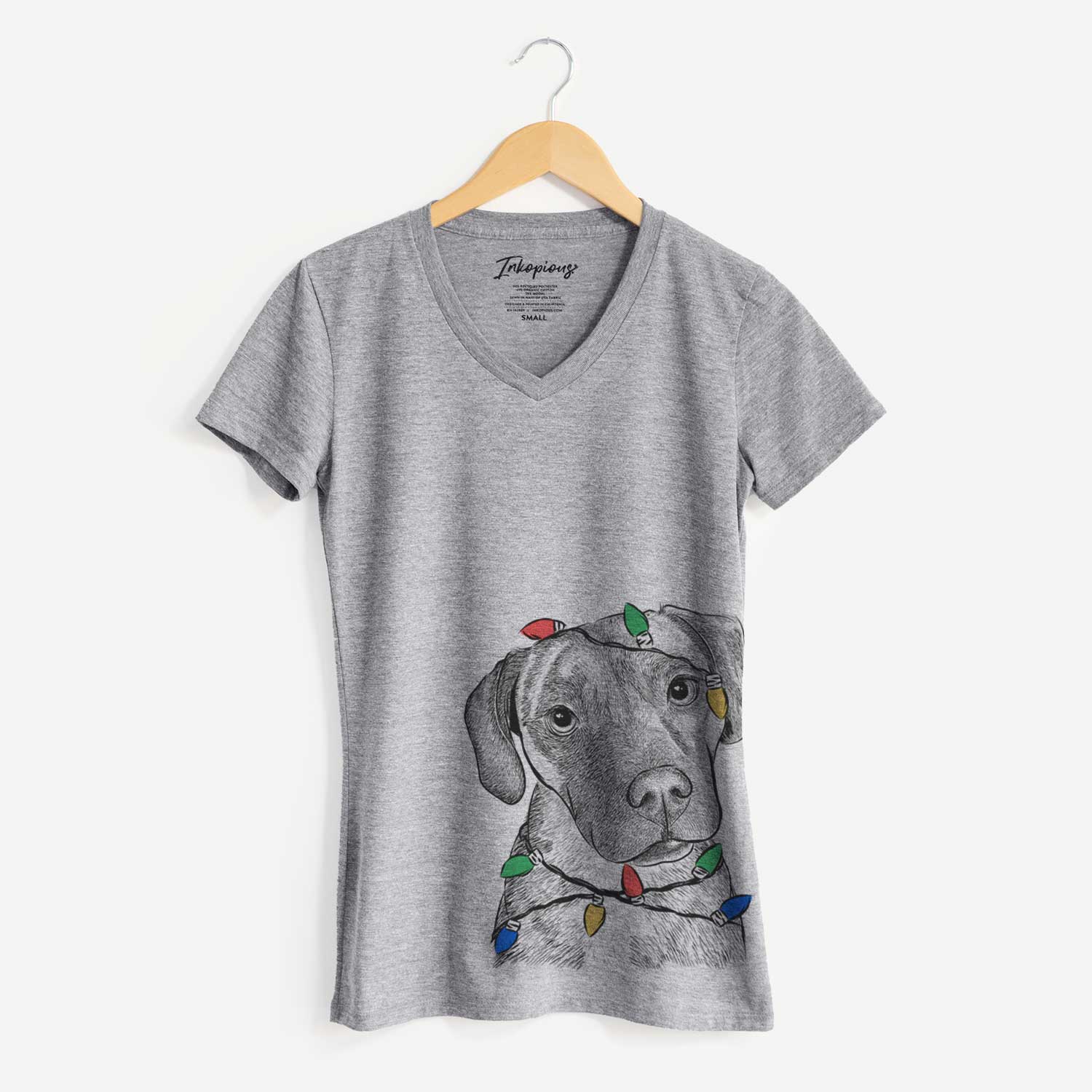 Christmas Lights Peyton Manning the Beagle Bulldog Mix - Women's V-neck Shirt