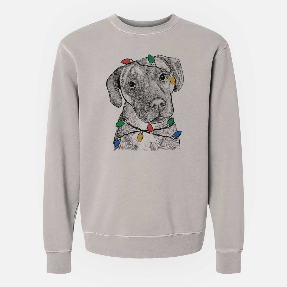 Christmas Lights Peyton Manning the Beagle Bulldog Mix - Unisex Pigment Dyed Crew Sweatshirt