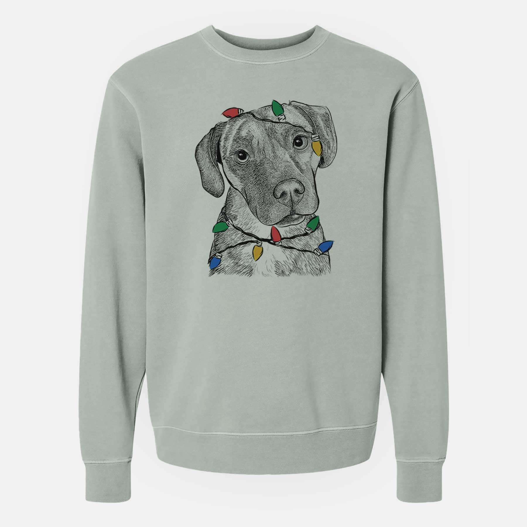 Christmas Lights Peyton Manning the Beagle Bulldog Mix - Unisex Pigment Dyed Crew Sweatshirt