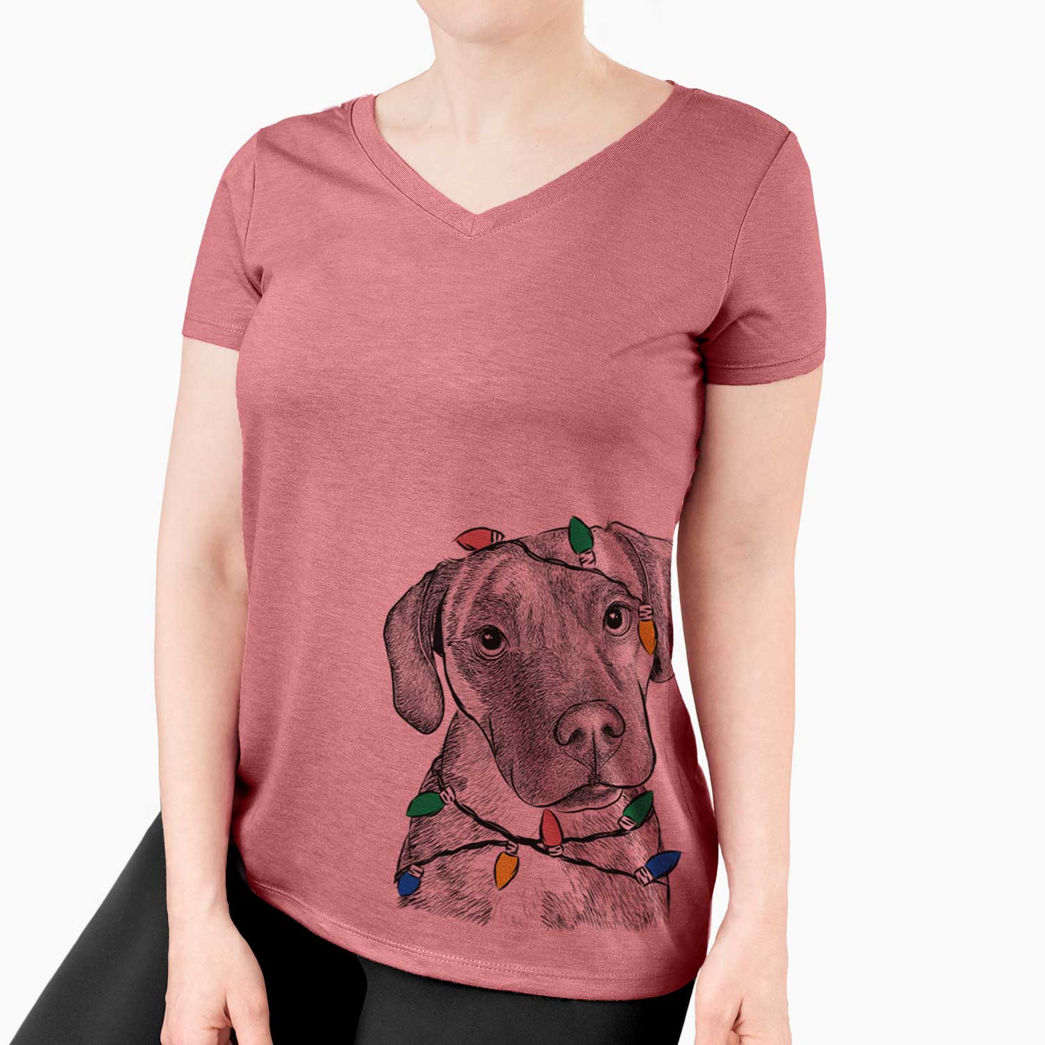 Christmas Lights Peyton Manning the Beagle Bulldog Mix - Women's V-neck Shirt