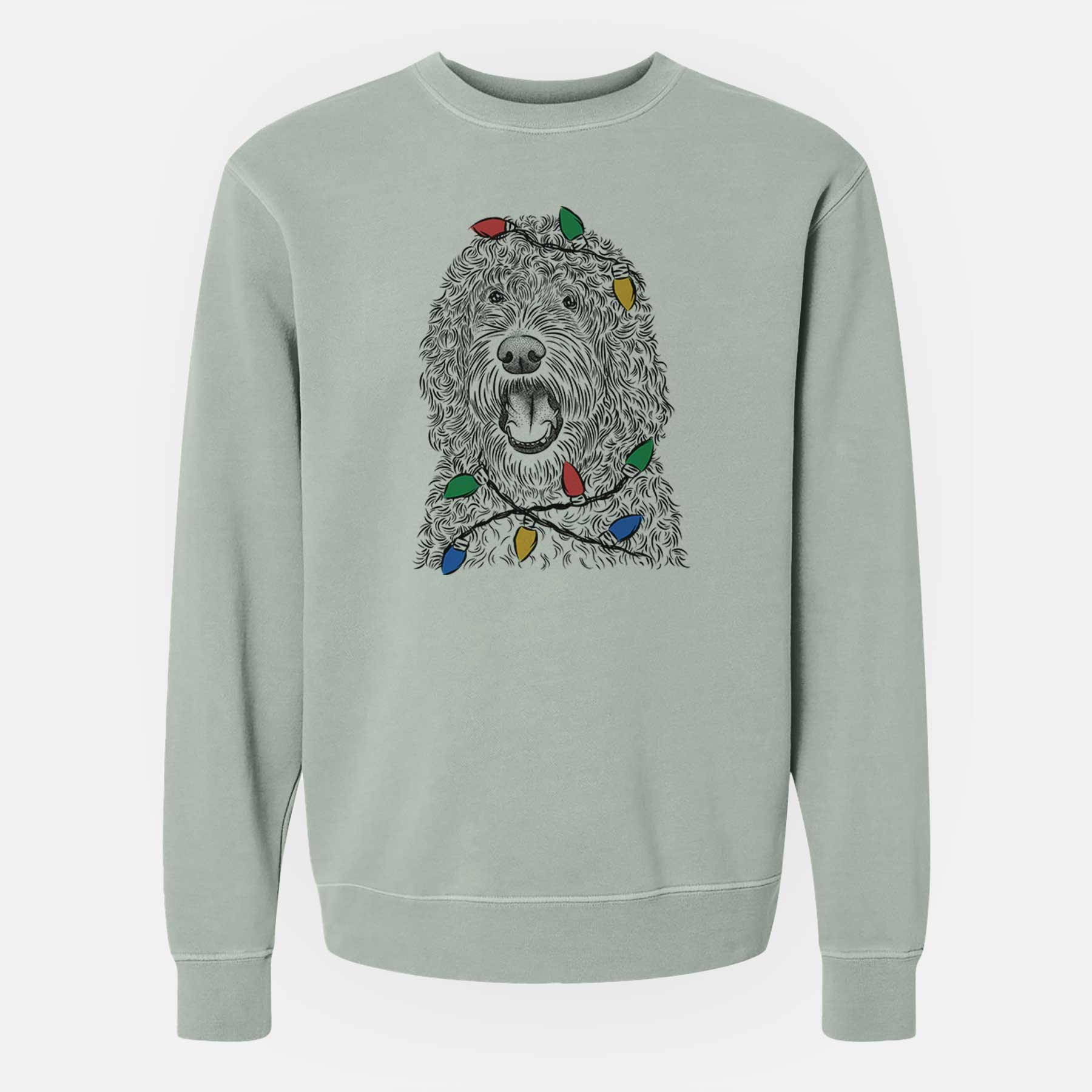 Christmas Lights Phillip the Portuguese Water Dog - Unisex Pigment Dyed Crew Sweatshirt