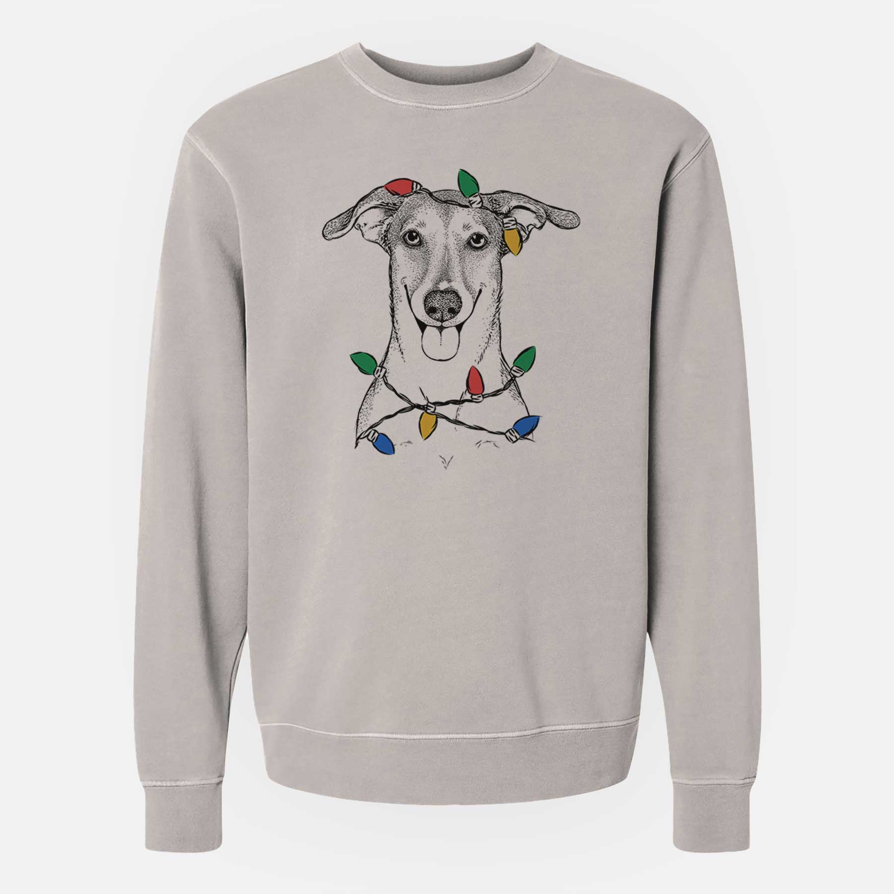 Christmas Lights Phoebe the Corgi Mix - Unisex Pigment Dyed Crew Sweatshirt