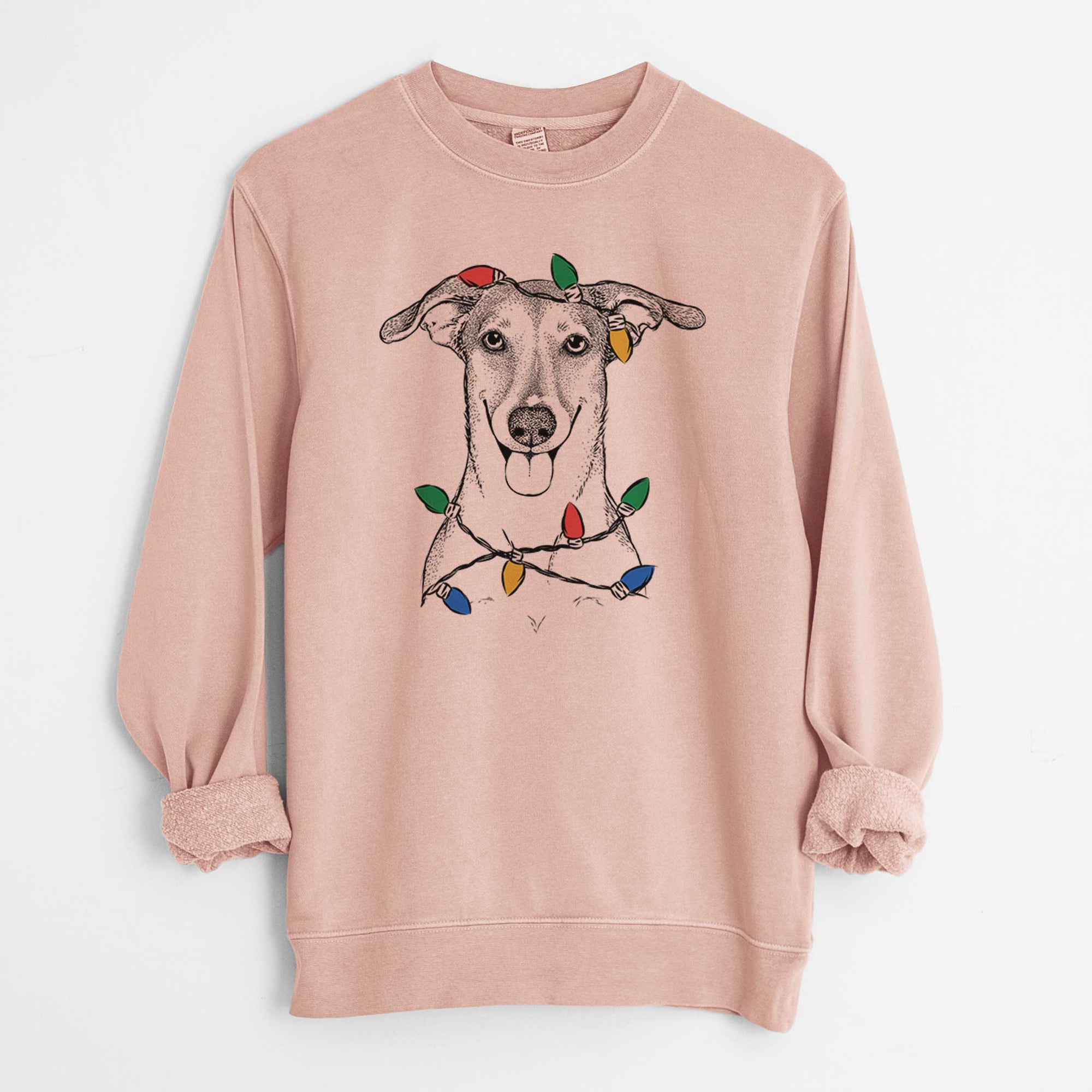 Christmas Lights Phoebe the Corgi Mix - Unisex Pigment Dyed Crew Sweatshirt