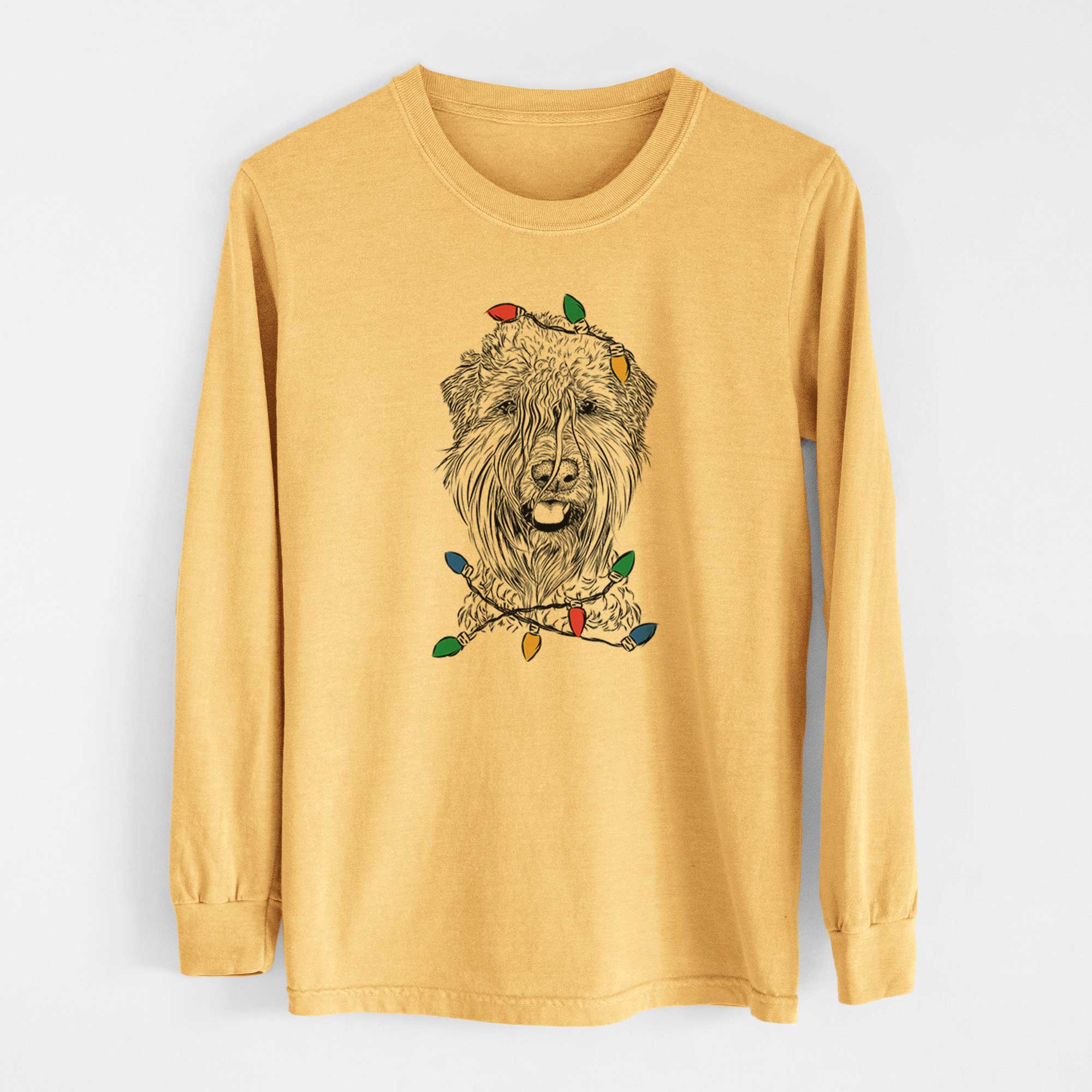 Christmas Lights Pierre the Soft Coated Wheaten Terrier - Heavyweight 100% Cotton Long Sleeve