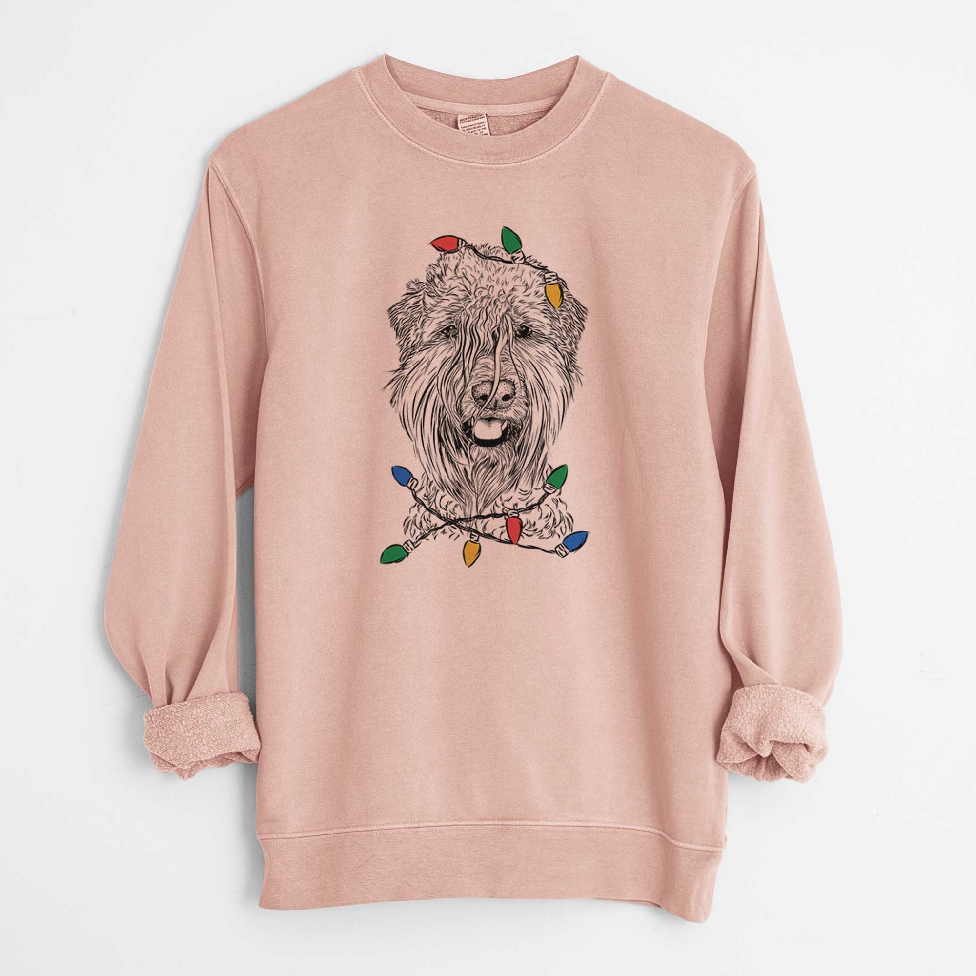 Christmas Lights Pierre the Soft Coated Wheaten Terrier - Unisex Pigment Dyed Crew Sweatshirt