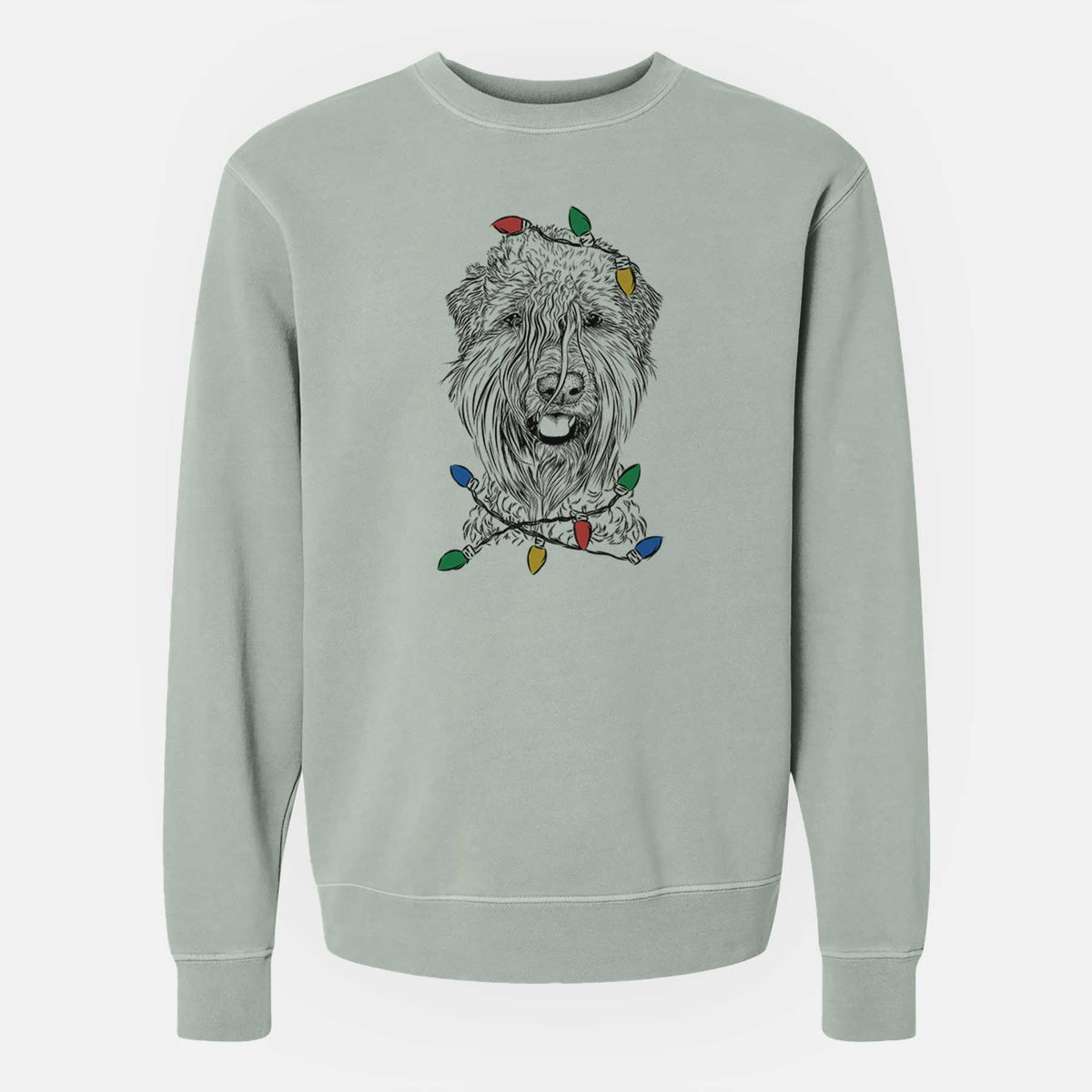 Christmas Lights Pierre the Soft Coated Wheaten Terrier - Unisex Pigment Dyed Crew Sweatshirt