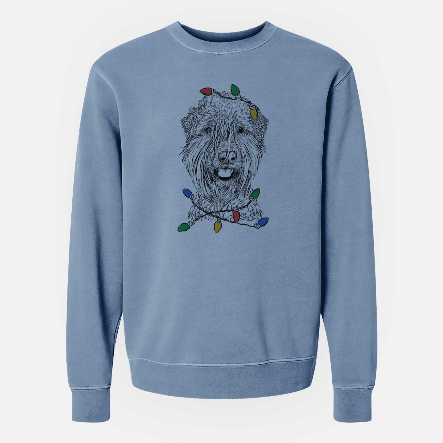 Christmas Lights Pierre the Soft Coated Wheaten Terrier - Unisex Pigment Dyed Crew Sweatshirt