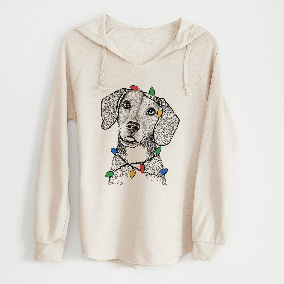 Christmas Lights Piggy the Beagle Mix - Cali Wave Hooded Sweatshirt
