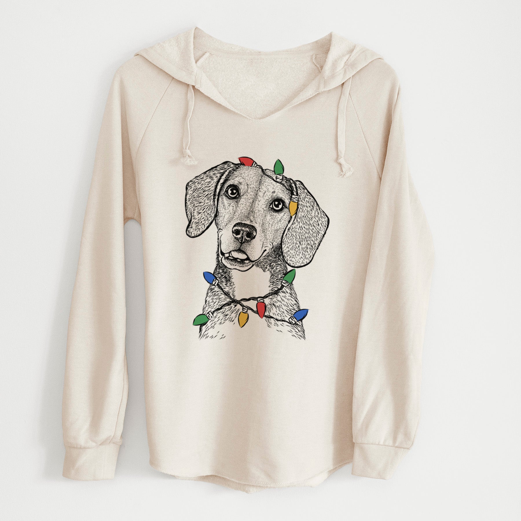 Christmas Lights Piggy the Beagle Mix - Cali Wave Hooded Sweatshirt