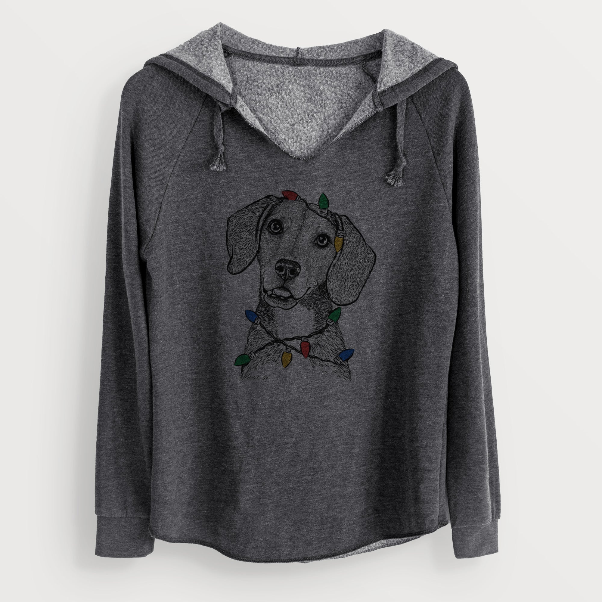 Christmas Lights Piggy the Beagle Mix - Cali Wave Hooded Sweatshirt