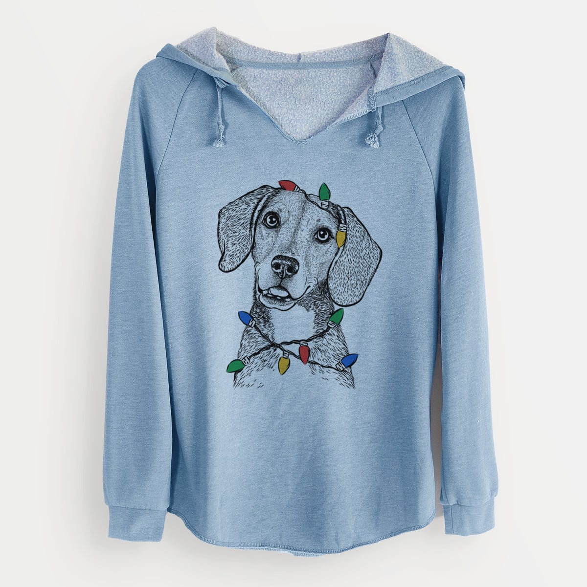 Christmas Lights Piggy the Beagle Mix - Cali Wave Hooded Sweatshirt