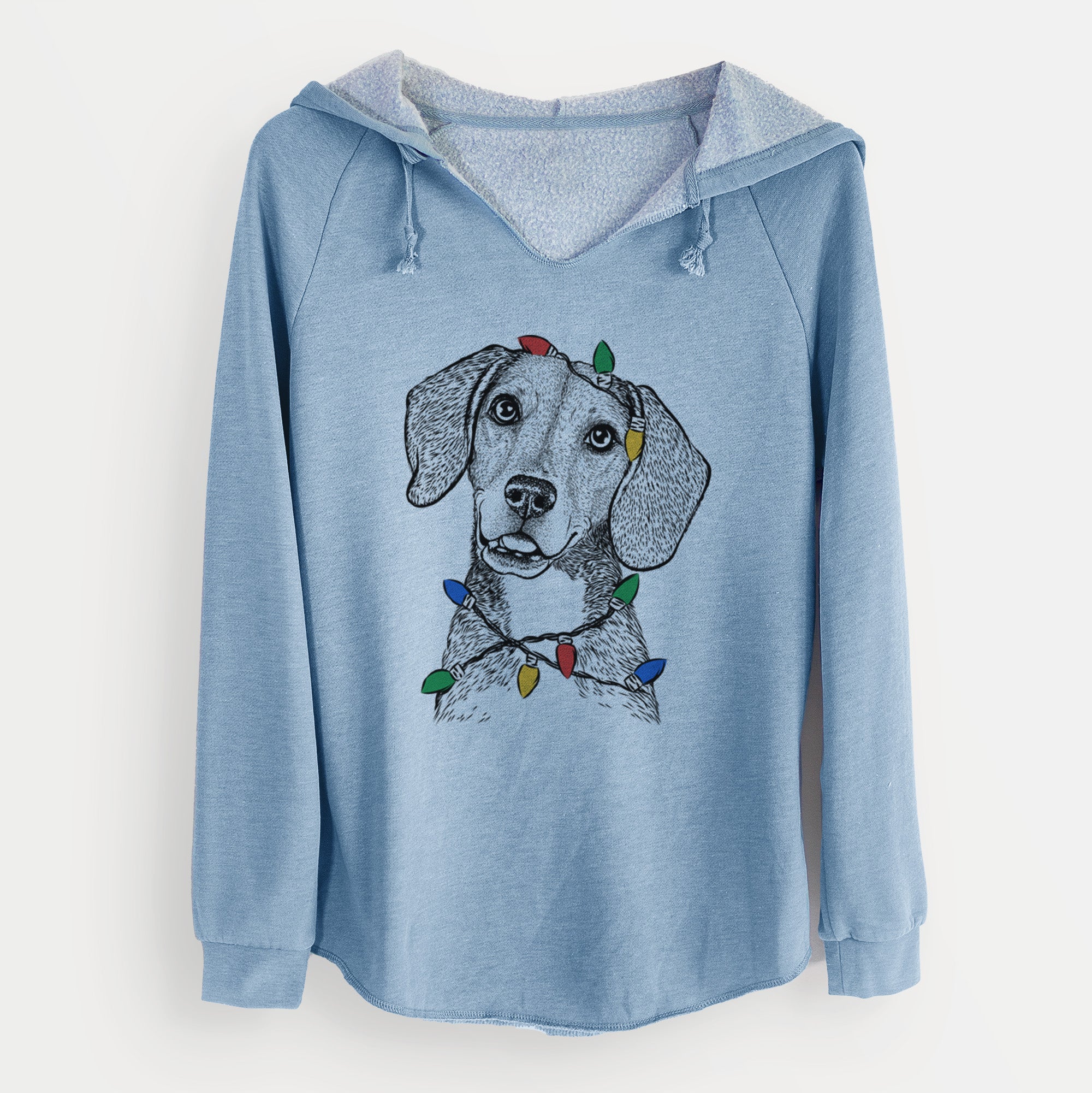 Christmas Lights Piggy the Beagle Mix - Cali Wave Hooded Sweatshirt