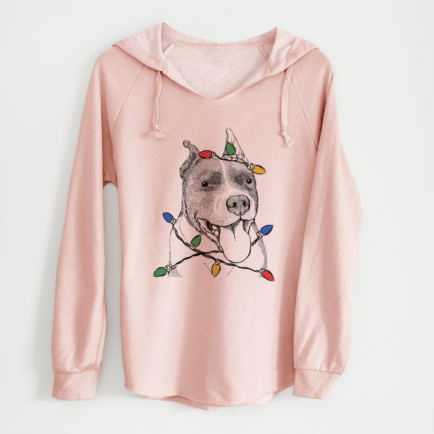 Christmas Lights Piggy the American Staffordshire Terrier - Cali Wave Hooded Sweatshirt