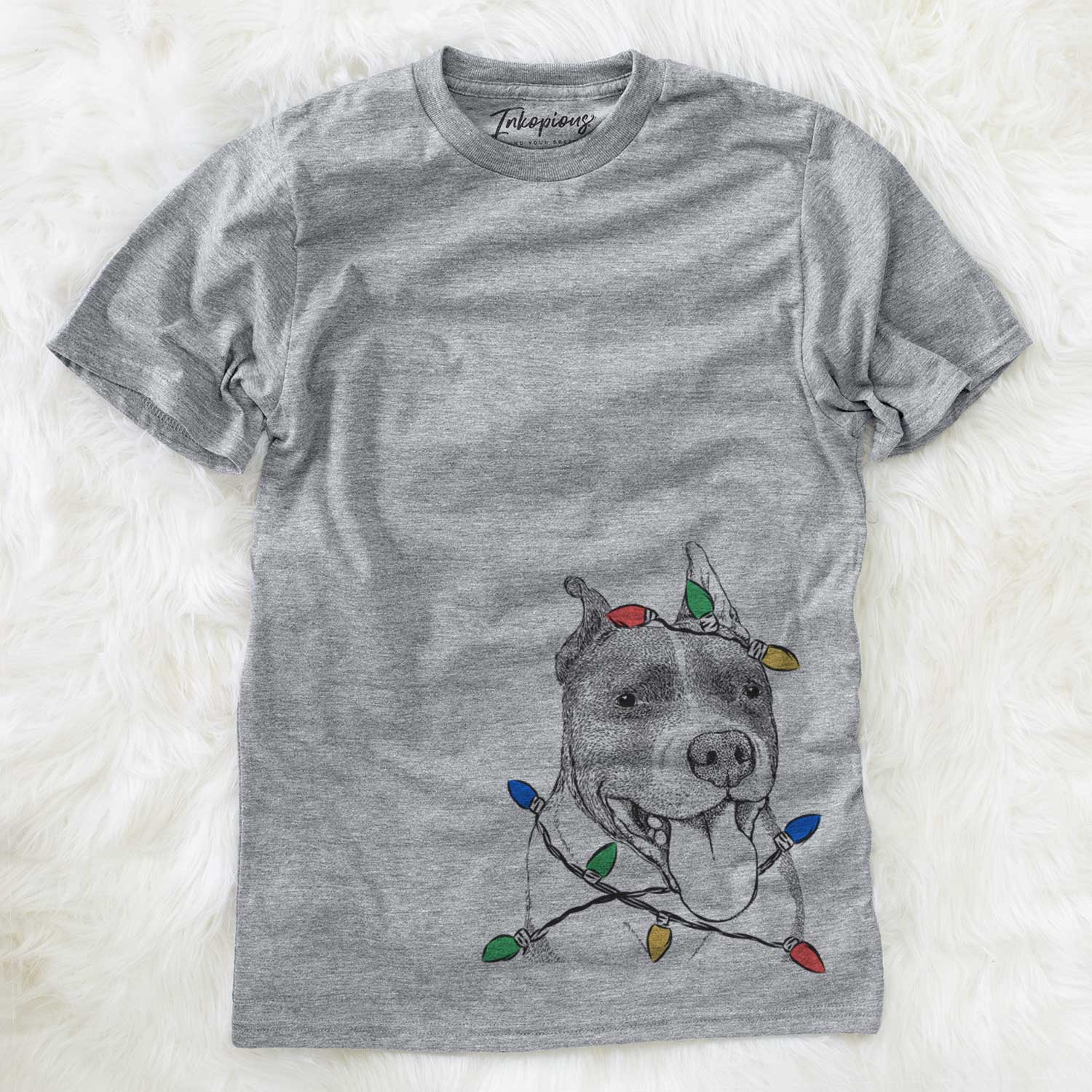 Christmas Lights Piggy the American Staffordshire Terrier - Unisex Crewneck