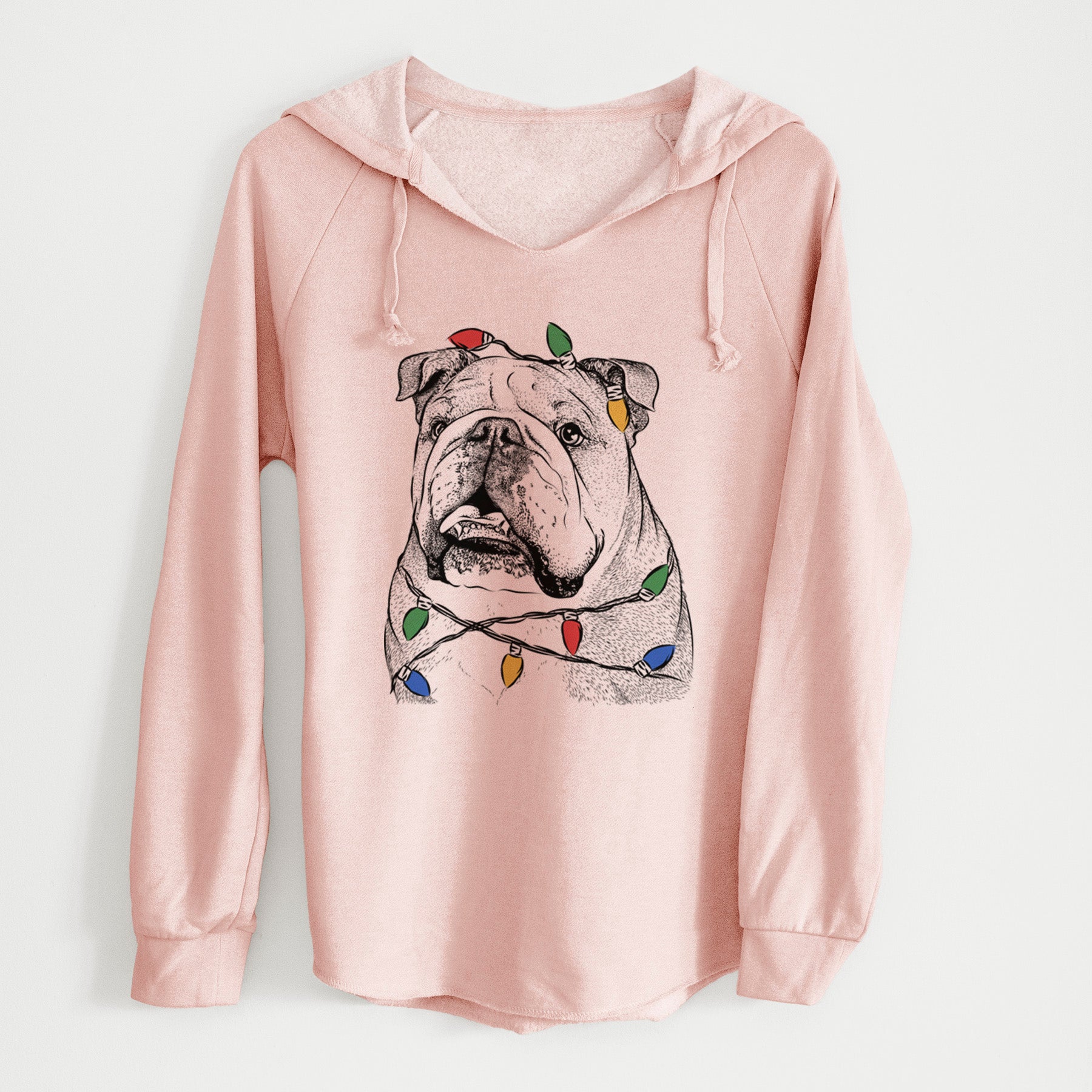 Christmas Lights Piggy the English Bulldog - Cali Wave Hooded Sweatshirt