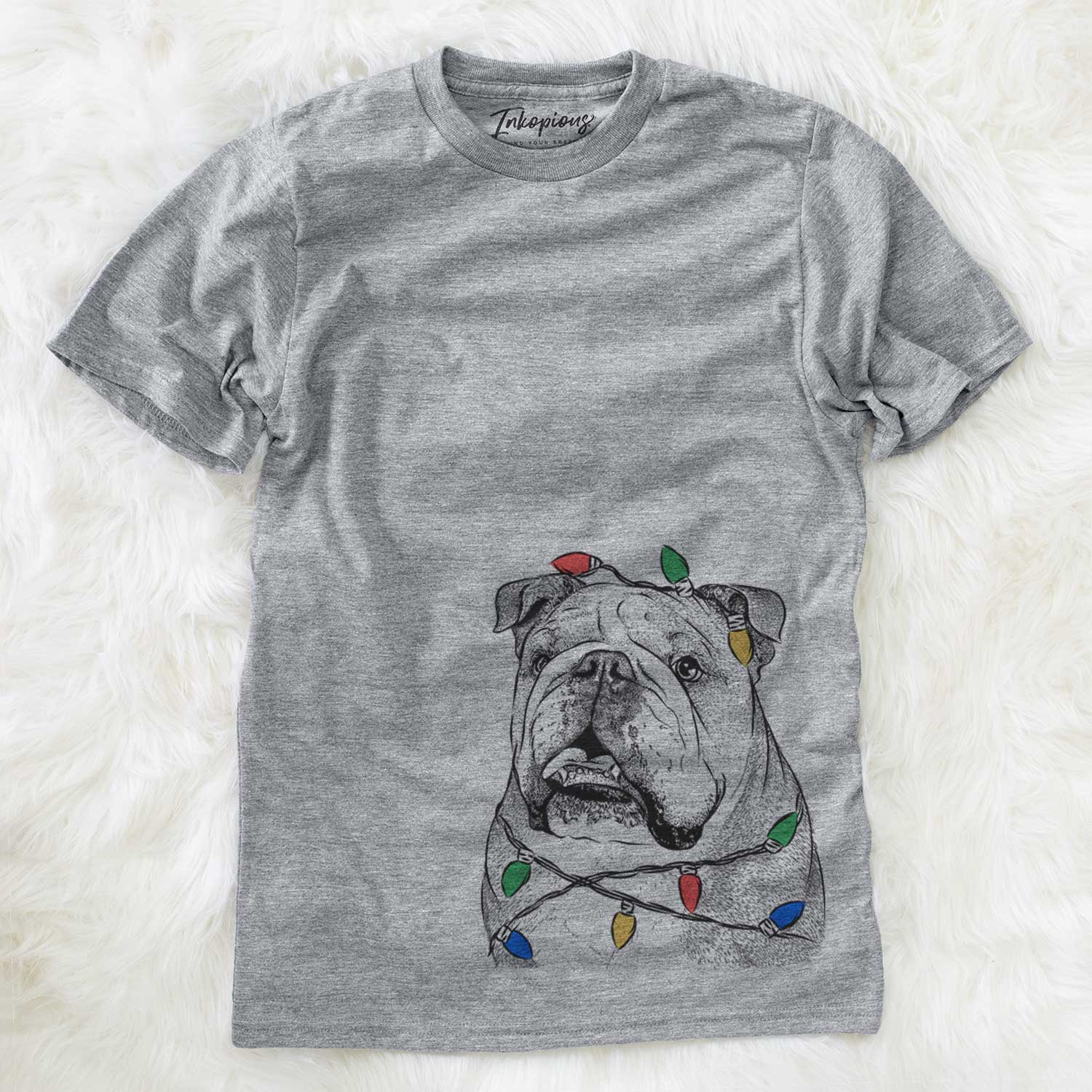 Christmas Lights Piggy the English Bulldog - Unisex Crewneck