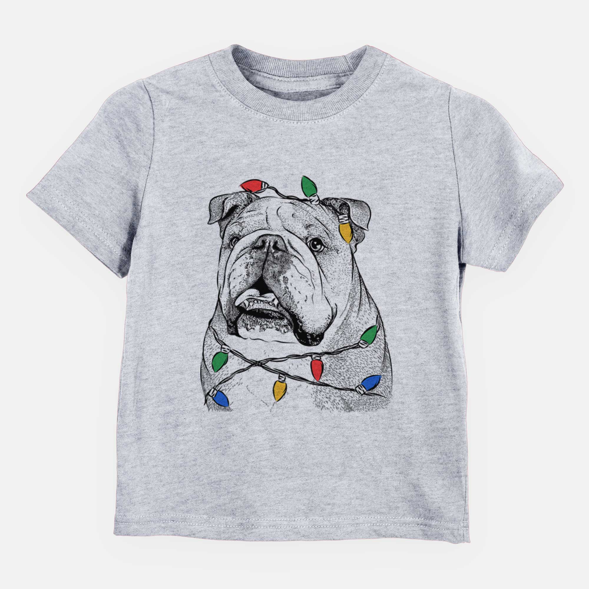 Christmas Lights Piggy the English Bulldog - Kids/Youth/Toddler Shirt