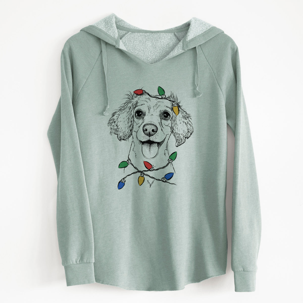 Christmas Lights Piglet the Dachshund Mix - Cali Wave Hooded Sweatshirt