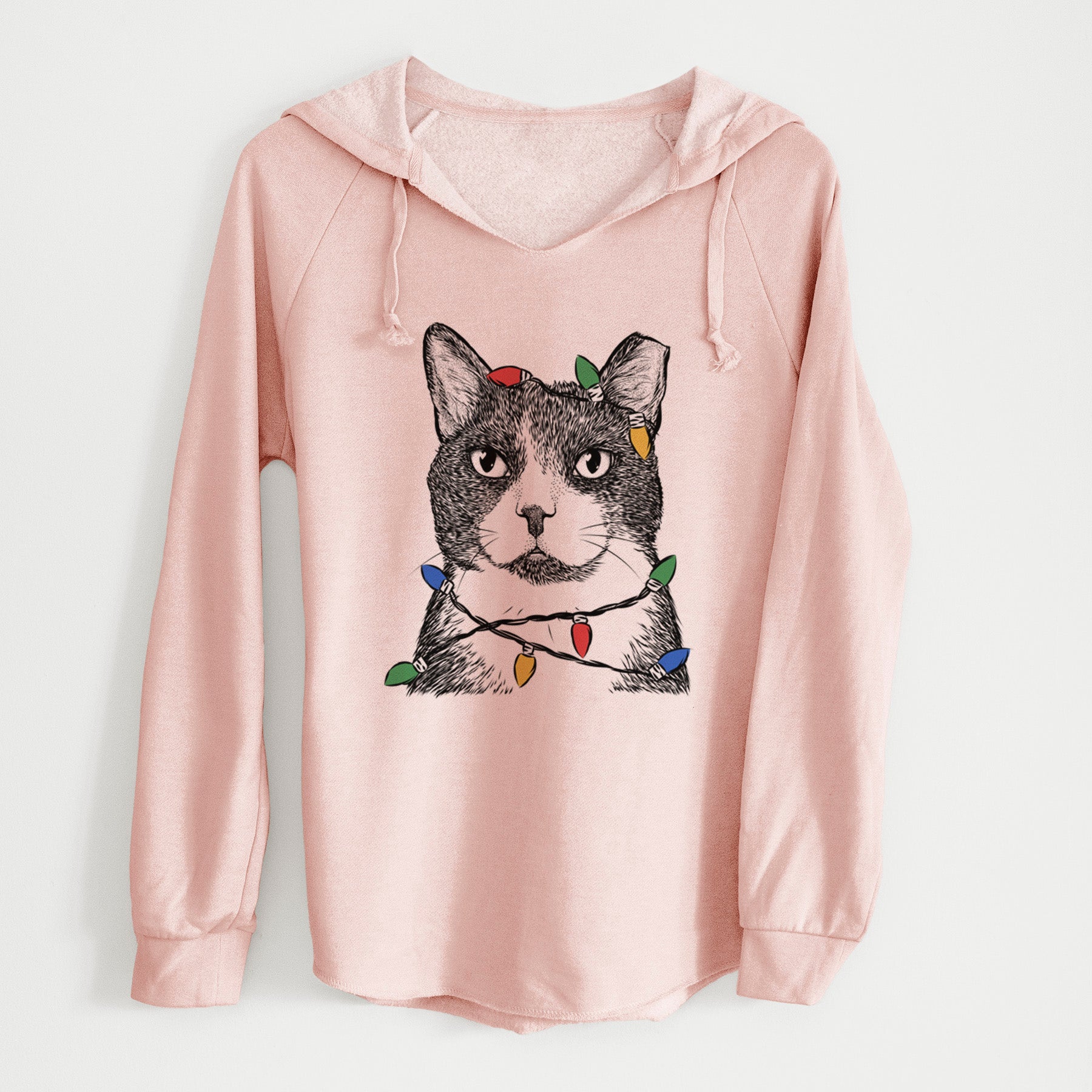 Christmas Lights Pinky the Tuxedo Cat - Cali Wave Hooded Sweatshirt